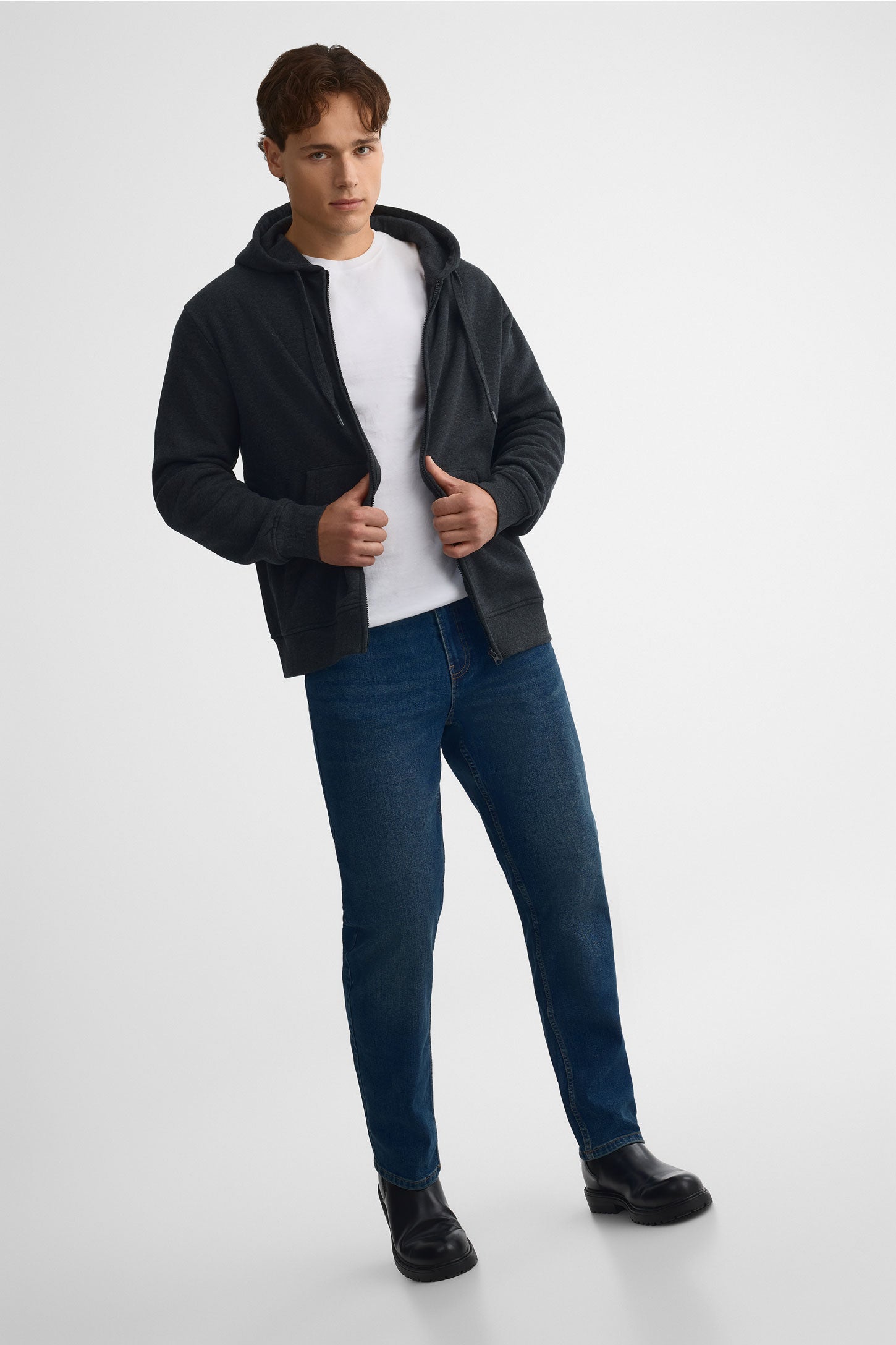 Pantalon en denim 5 poches && DENIM FONCE