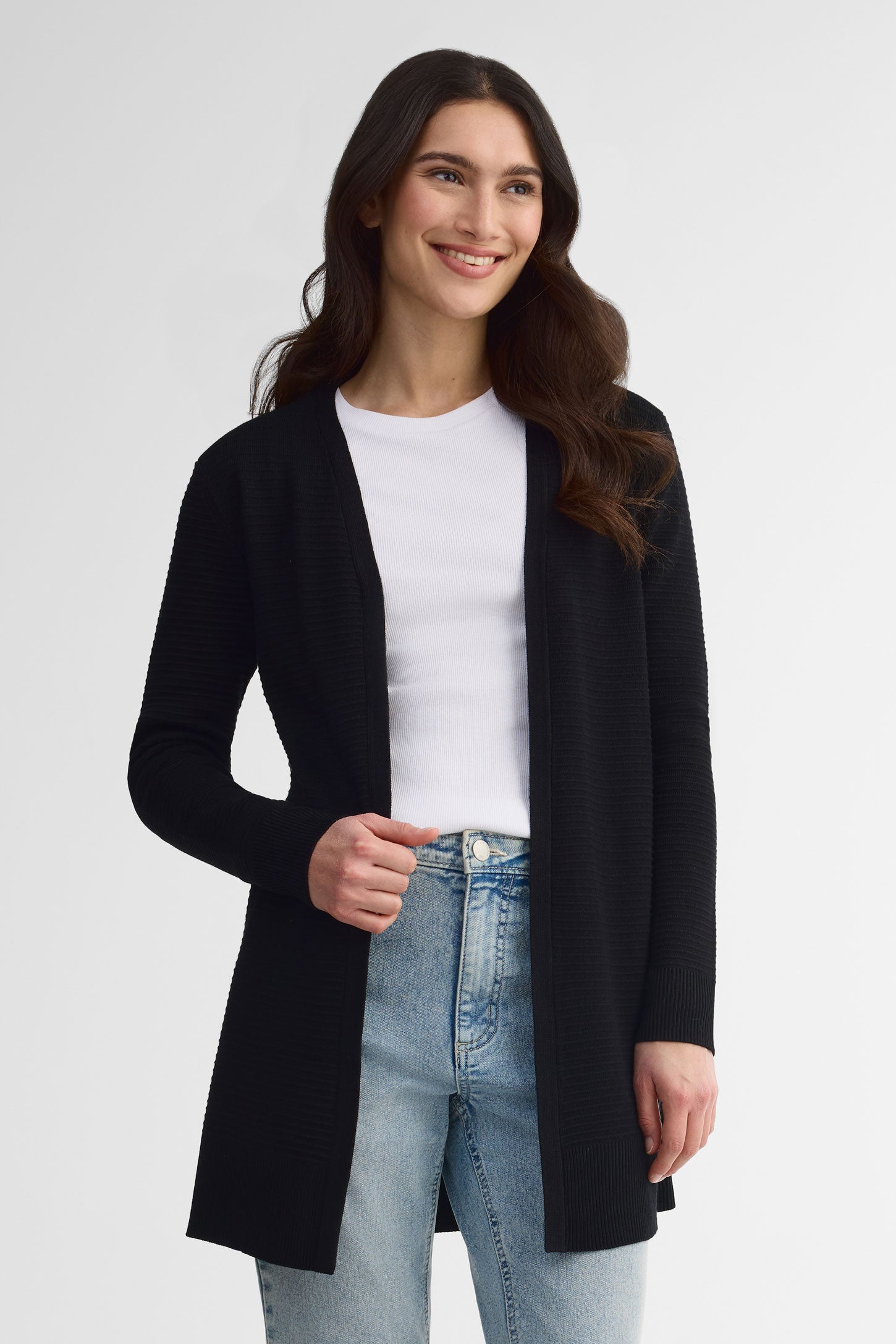 Cardigan long tricot Ottoman - Femme && NOIR