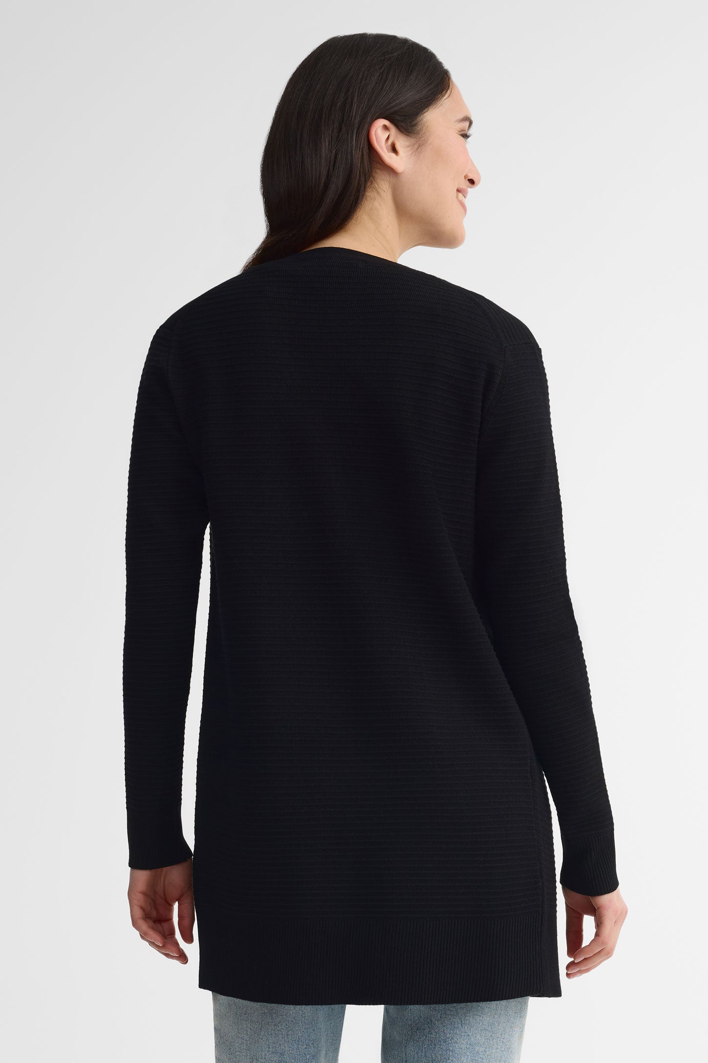 Cardigan long tricot Ottoman - Femme && NOIR