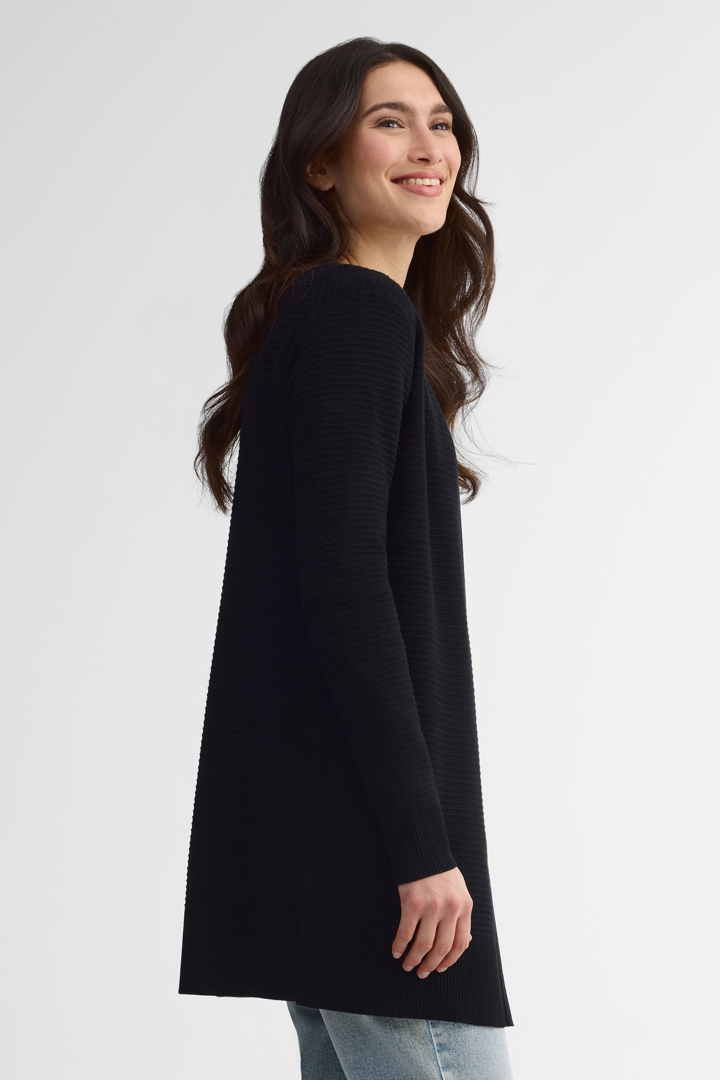 Cardigan long tricot Ottoman - Femme && NOIR