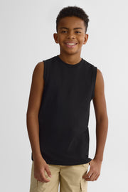 Camisole à col rond  en coton - Ado garçon && NOIR