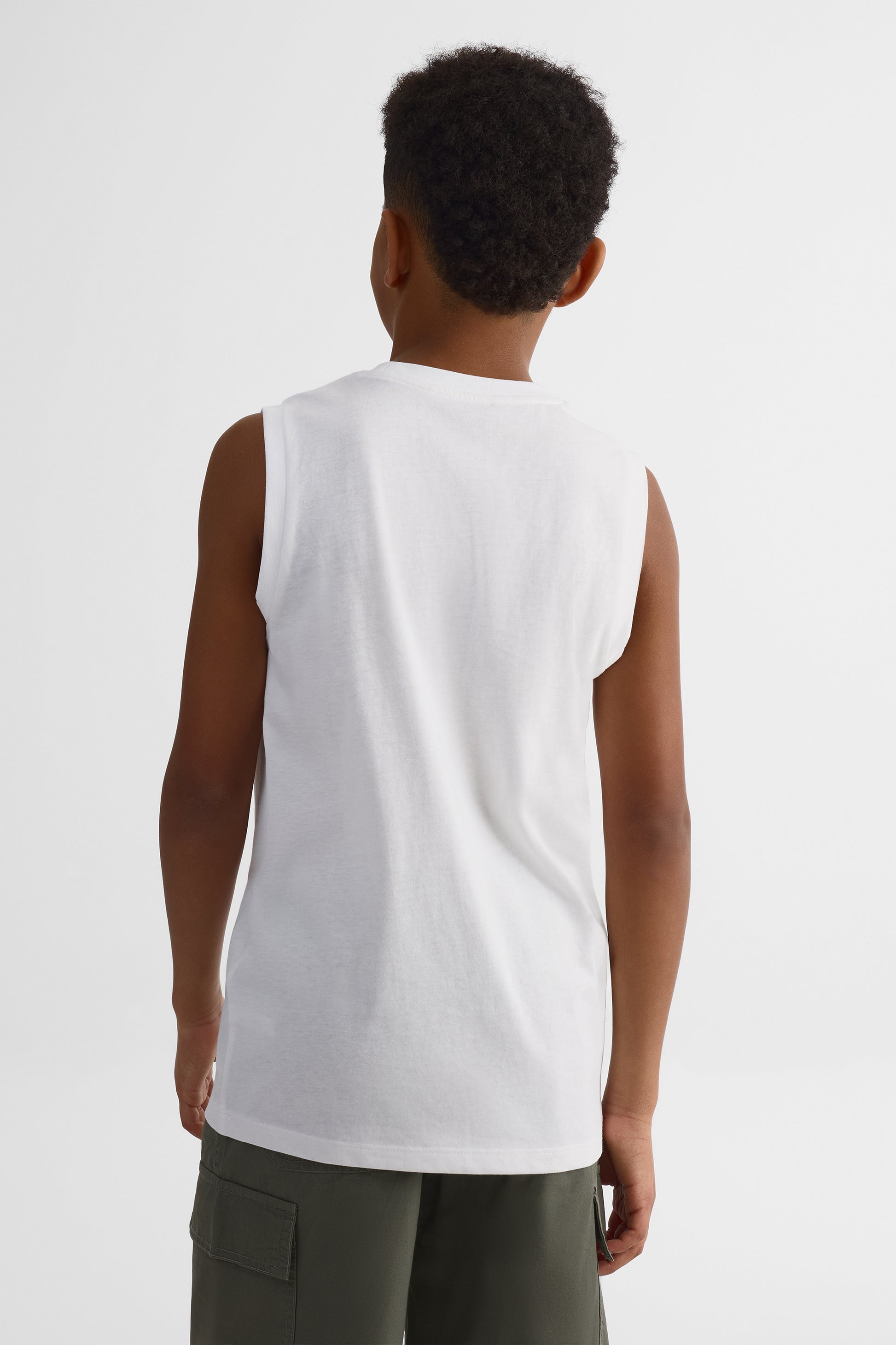 Camisole à col rond  en coton - Ado garçon && BLANC