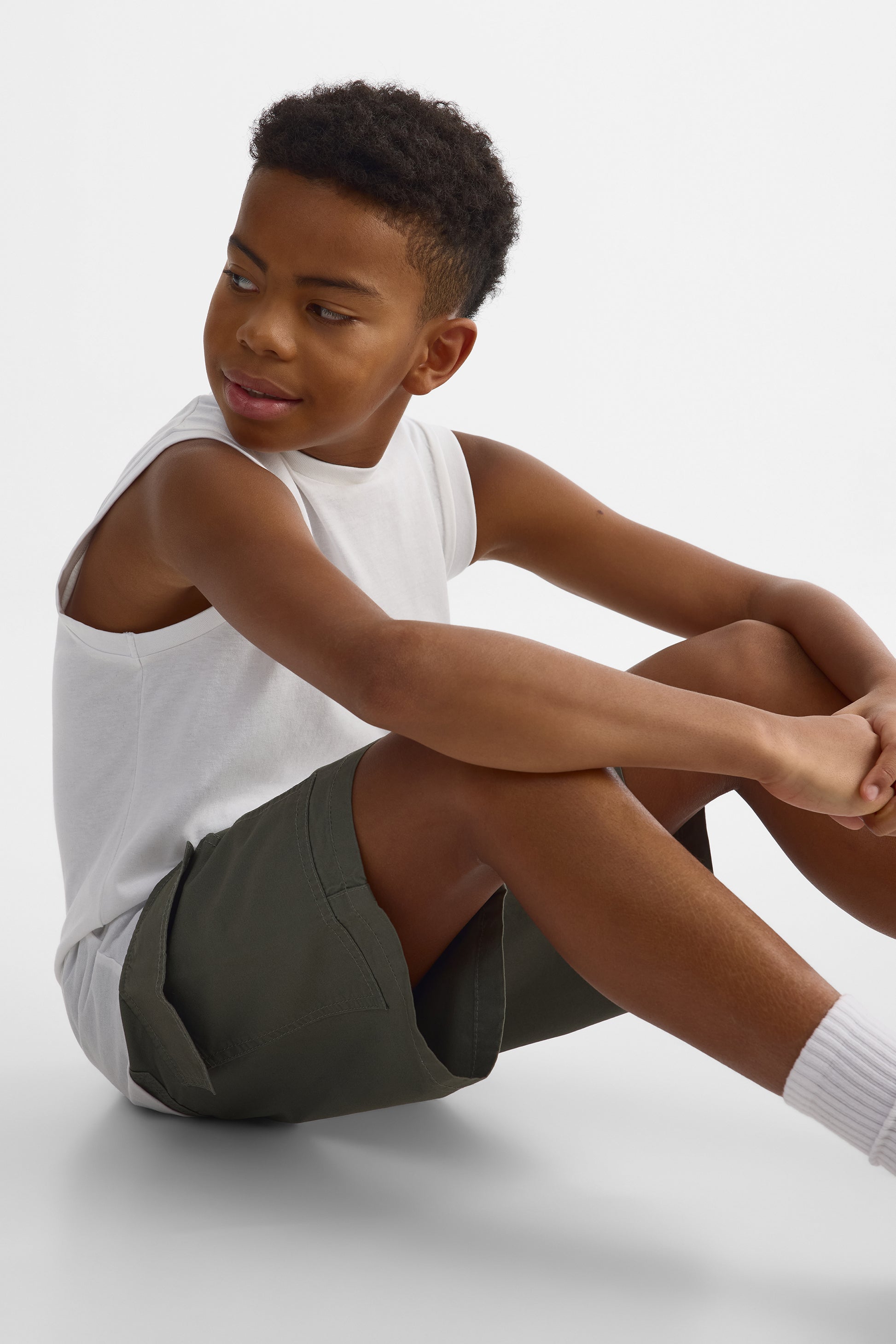 Camisole à col rond  en coton - Ado garçon && BLANC