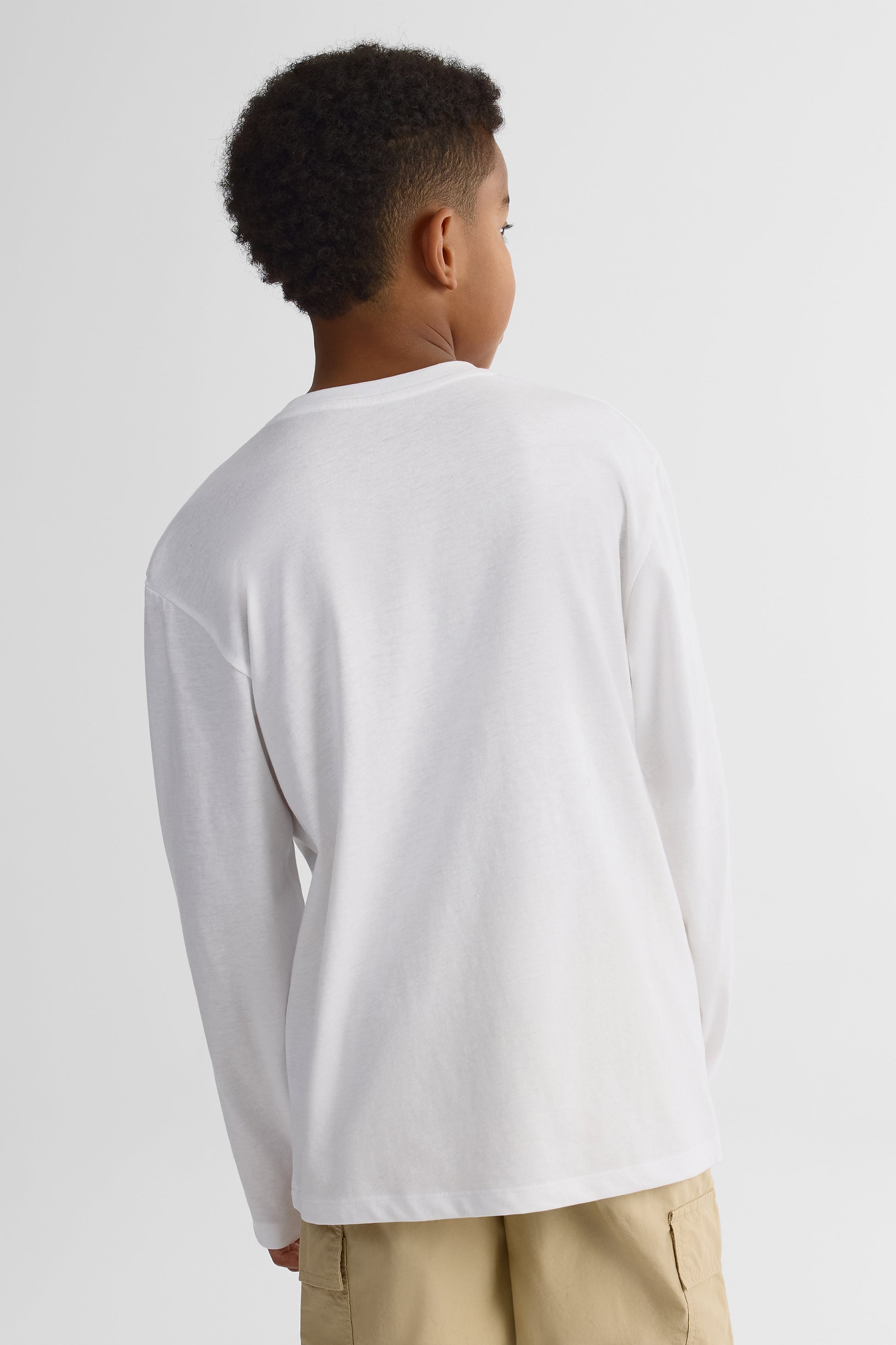 Chandail col rond coton - Ado garçon && BLANC