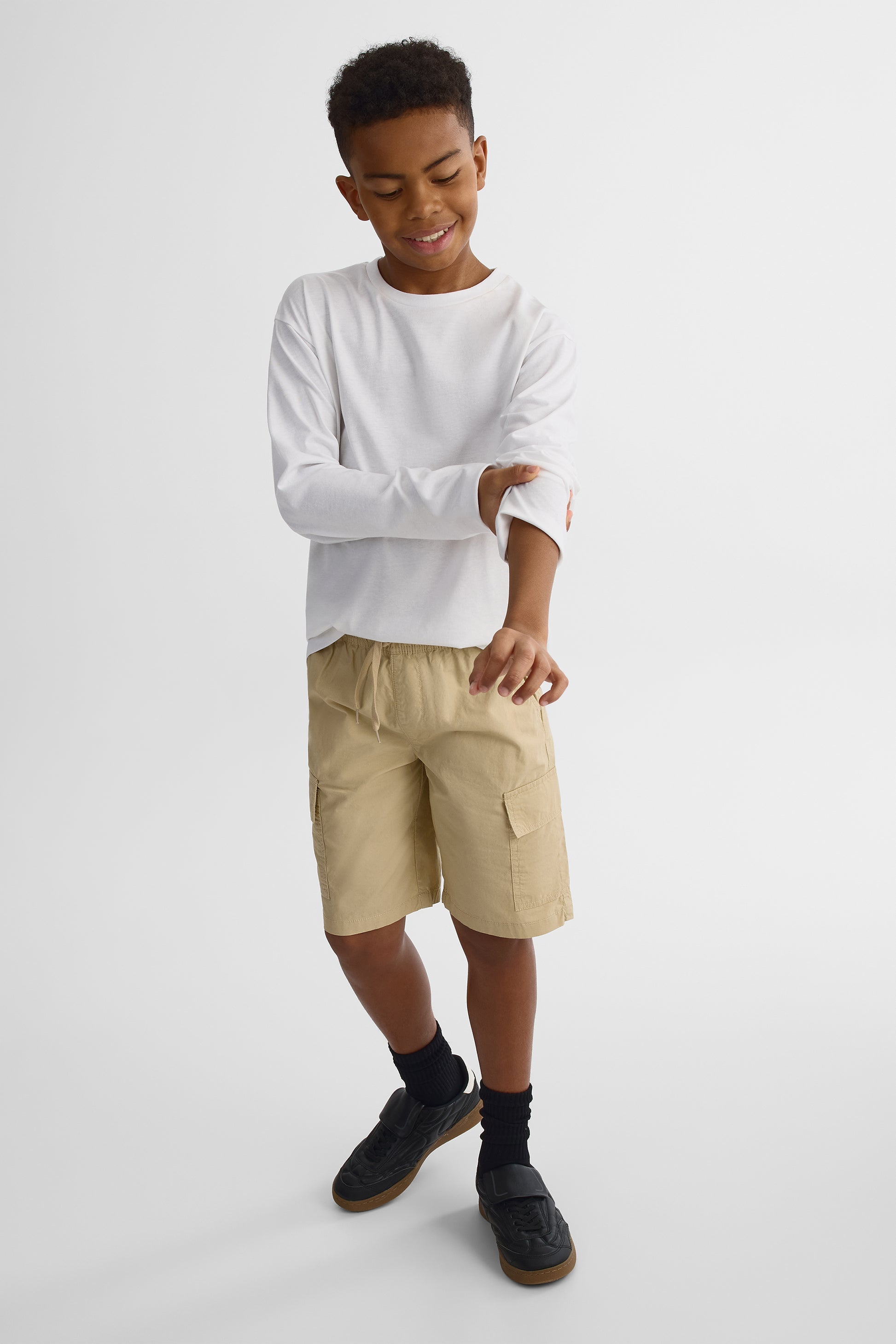 Chandail col rond coton - Ado garçon && BLANC