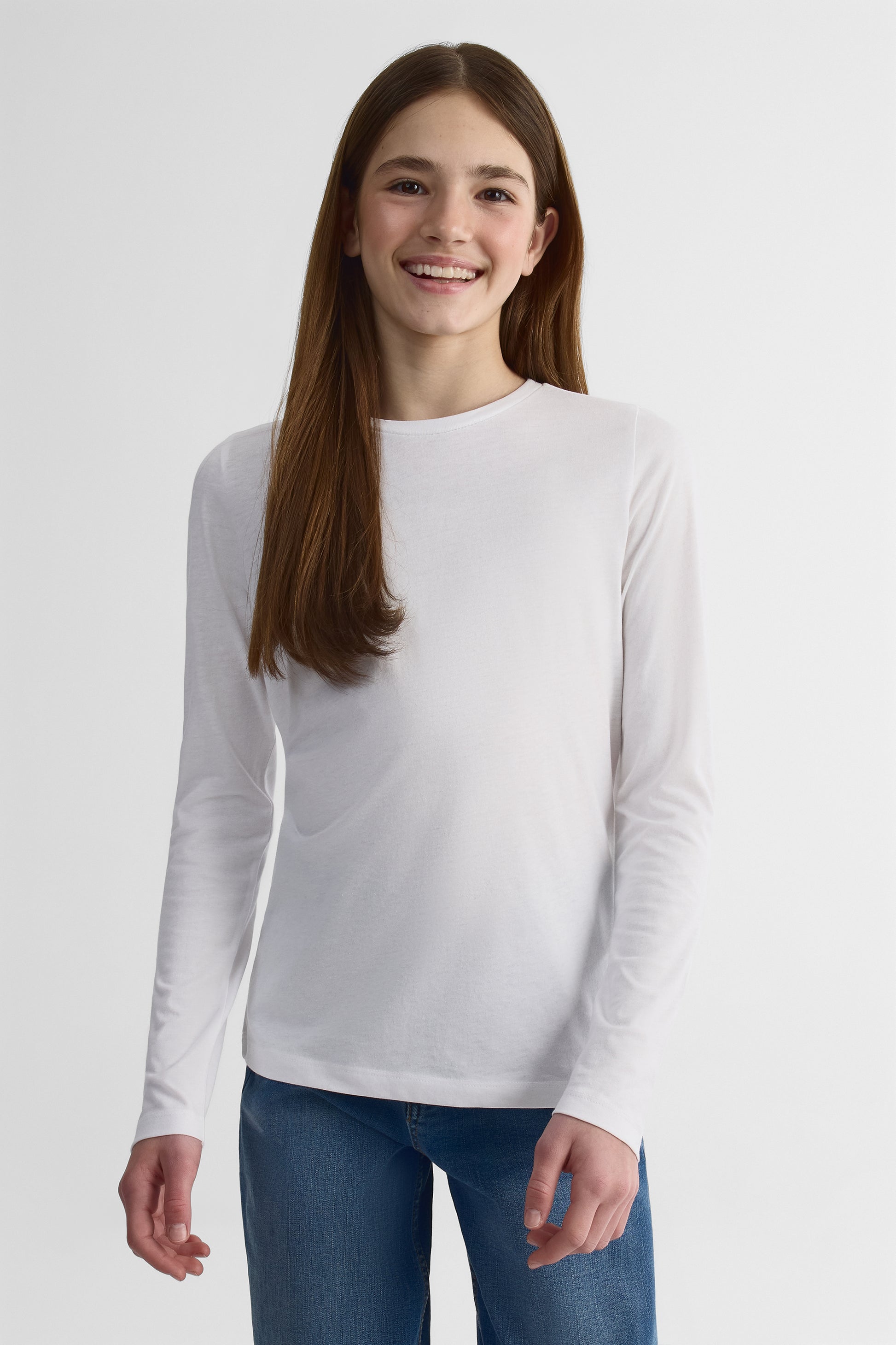 Chandail col rond manches longues coton - Ado fille - Aubainerie