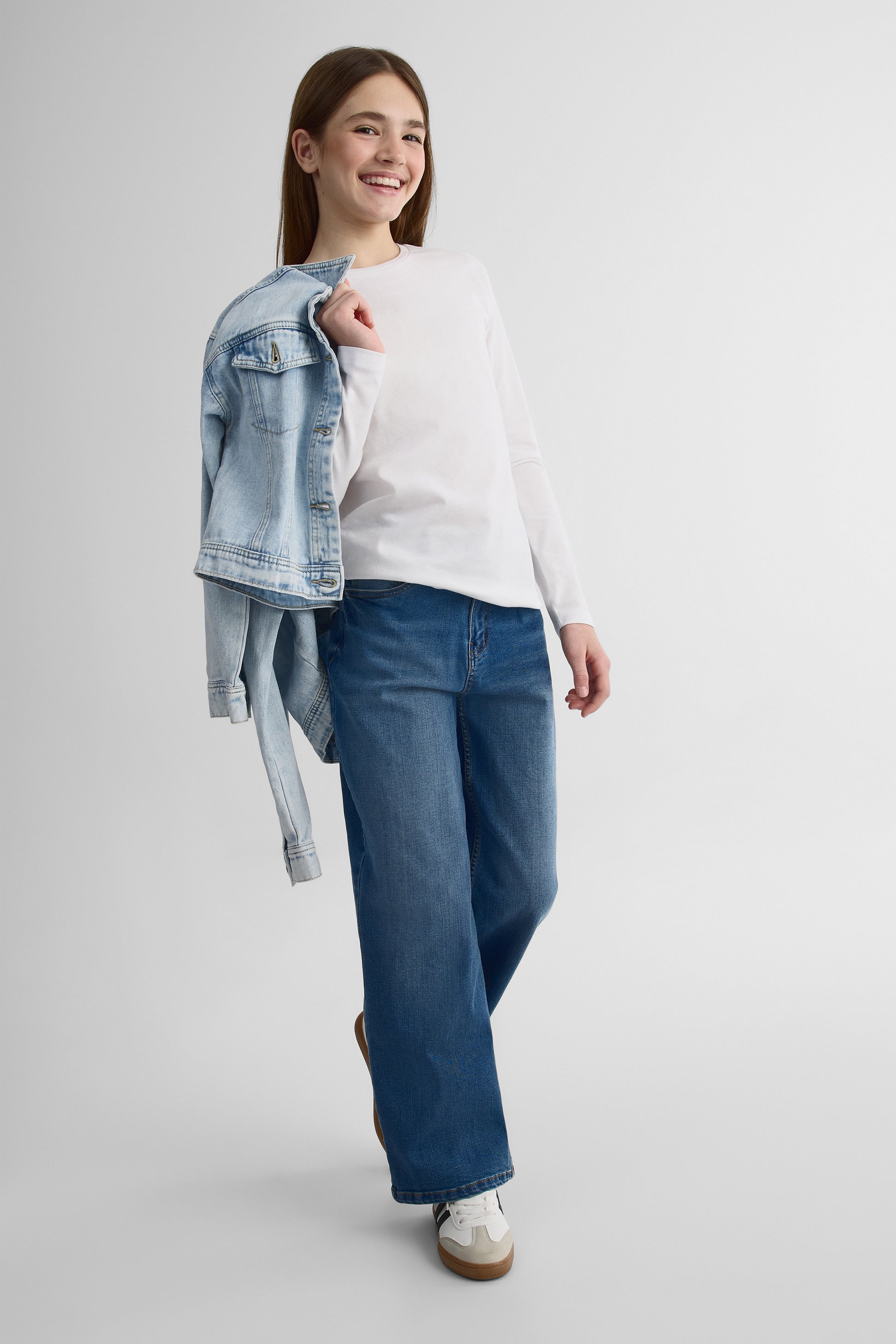 Chandail col rond manches longues coton - Ado fille - Aubainerie