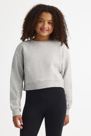 Chandail col rond coton ouaté - Ado fille && GRIS MIXTE