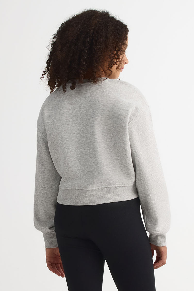 Chandail col rond coton ouaté - Ado fille && GRIS MIXTE