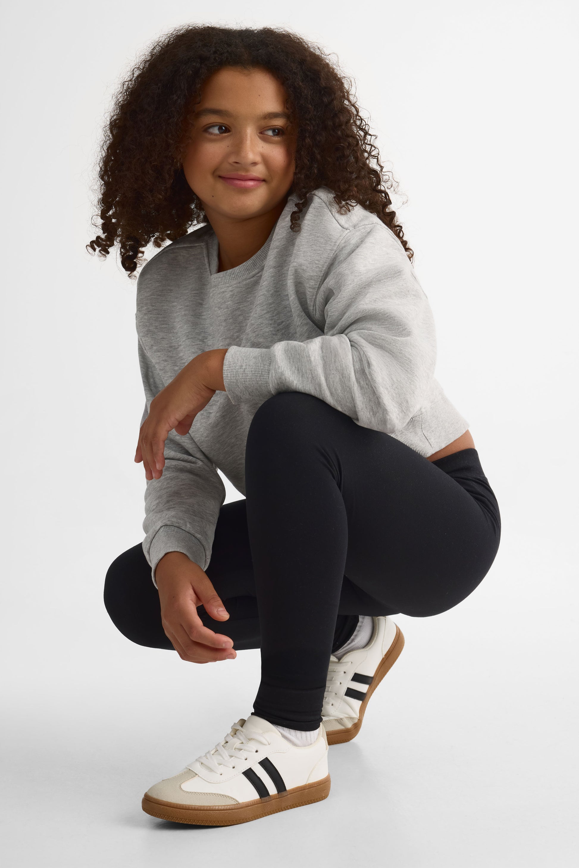 Chandail col rond coton ouaté - Ado fille && GRIS MIXTE