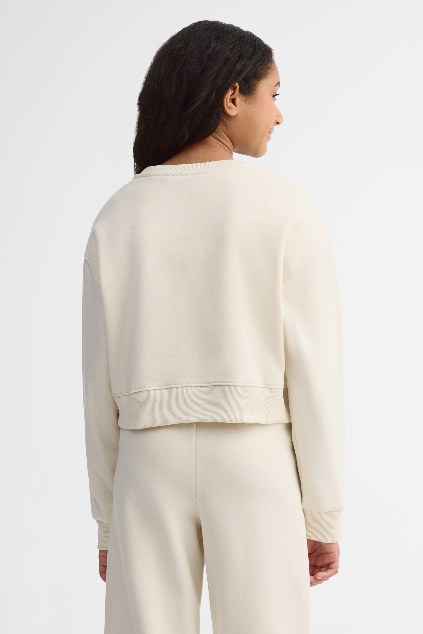 Chandail col rond coton ouaté - Ado fille && BLANC CASSÉ