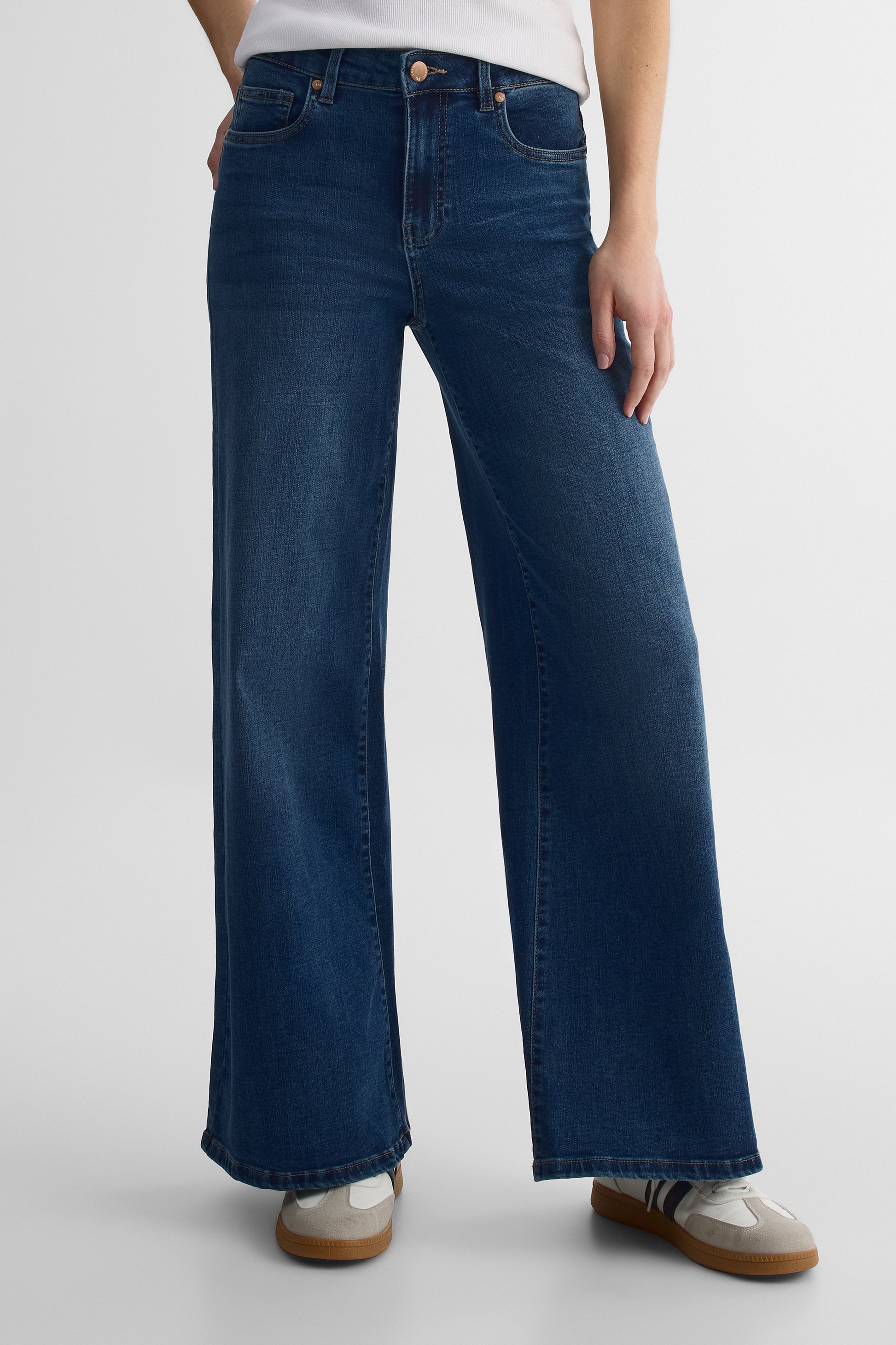 Jeans jambe large 32'' - Femme && BLEU MOYEN