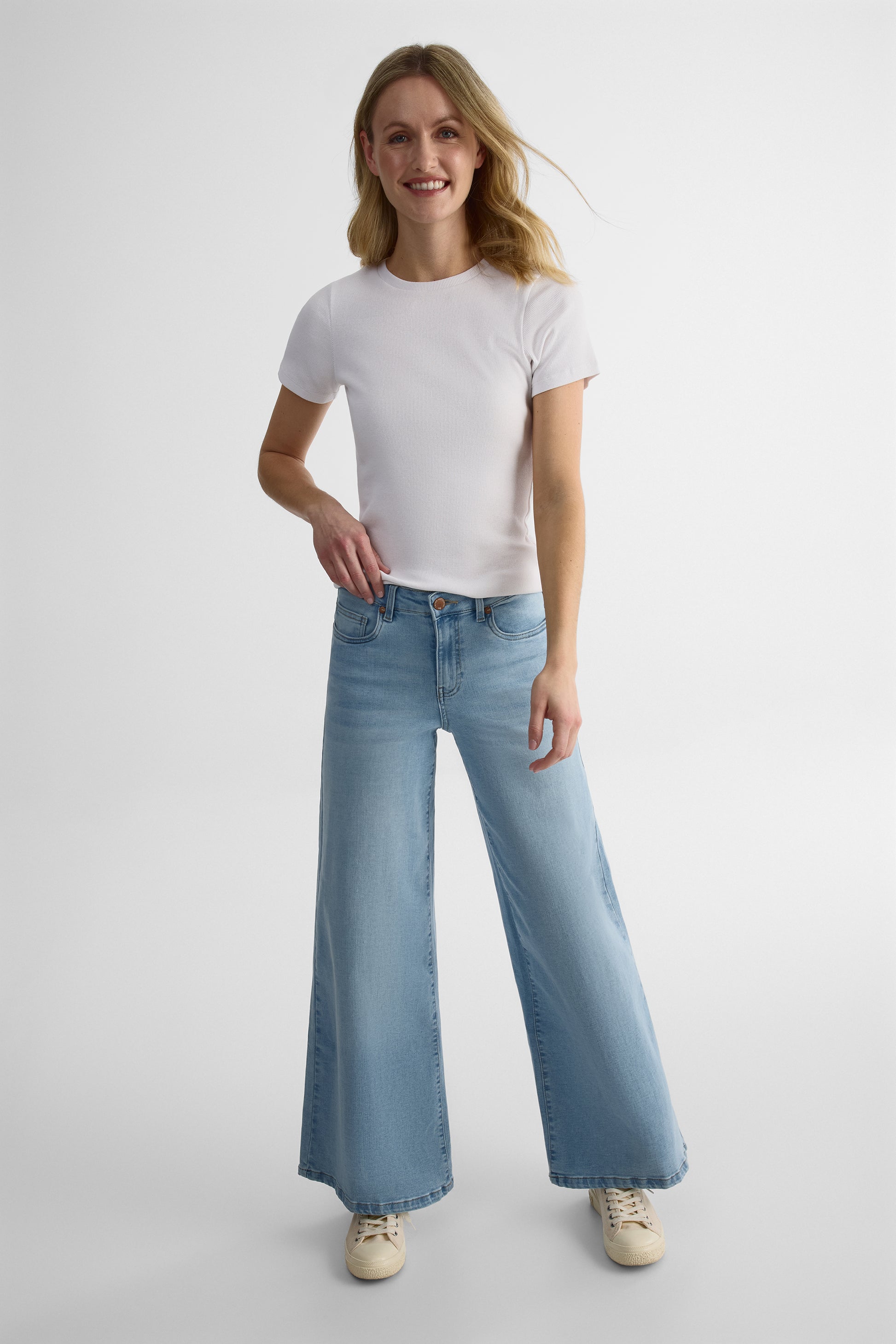 Jeans jambe large 30'' - Femme && BLEU CLAIR