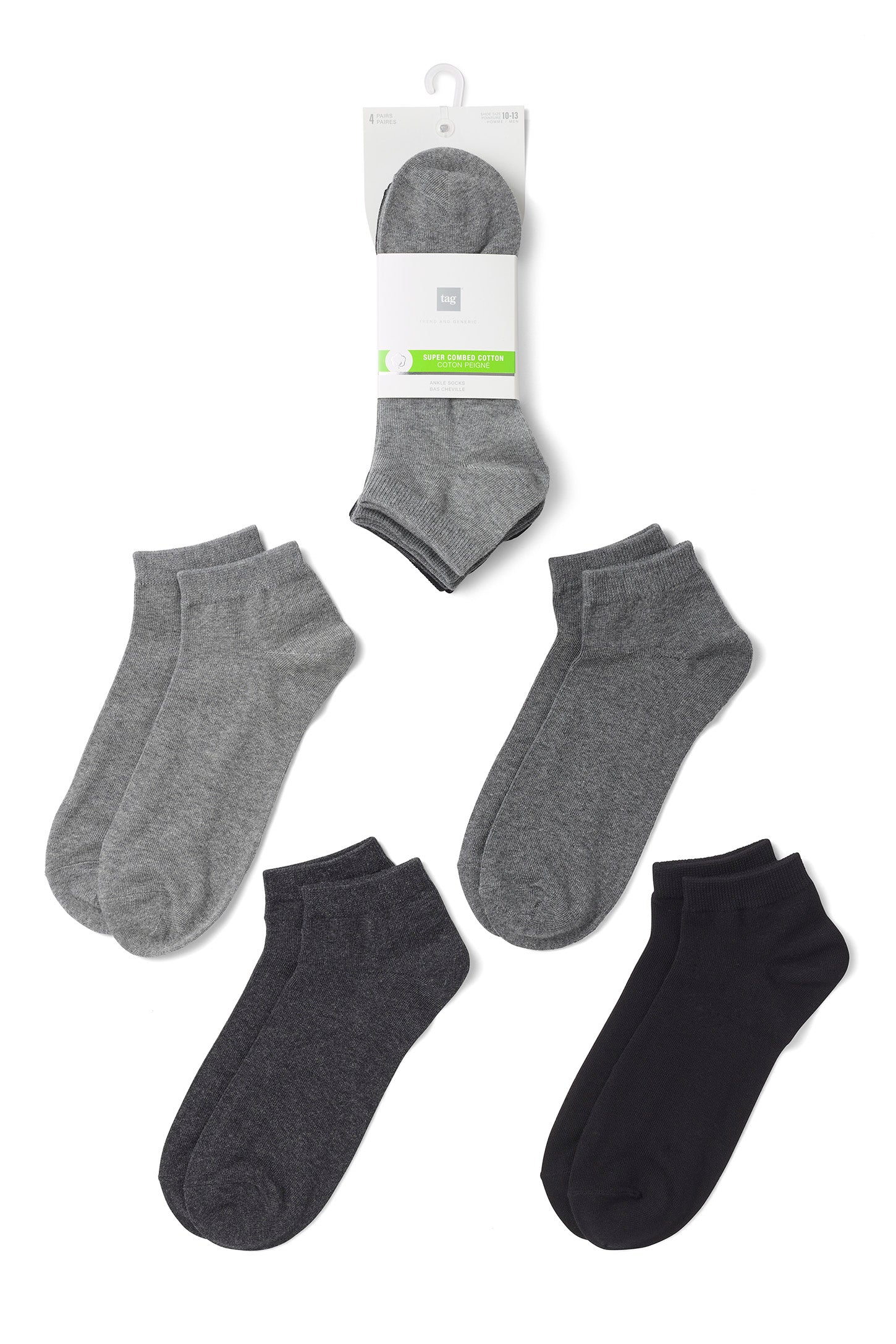 Lot de 4 paires de chaussettes cheville - Homme && COULEUR 2