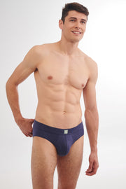 Slip en coton pima - Homme && BLEU MIXTE