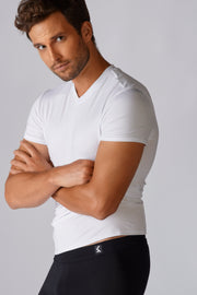 T-shirt col en V bambou - Homme && BLANC