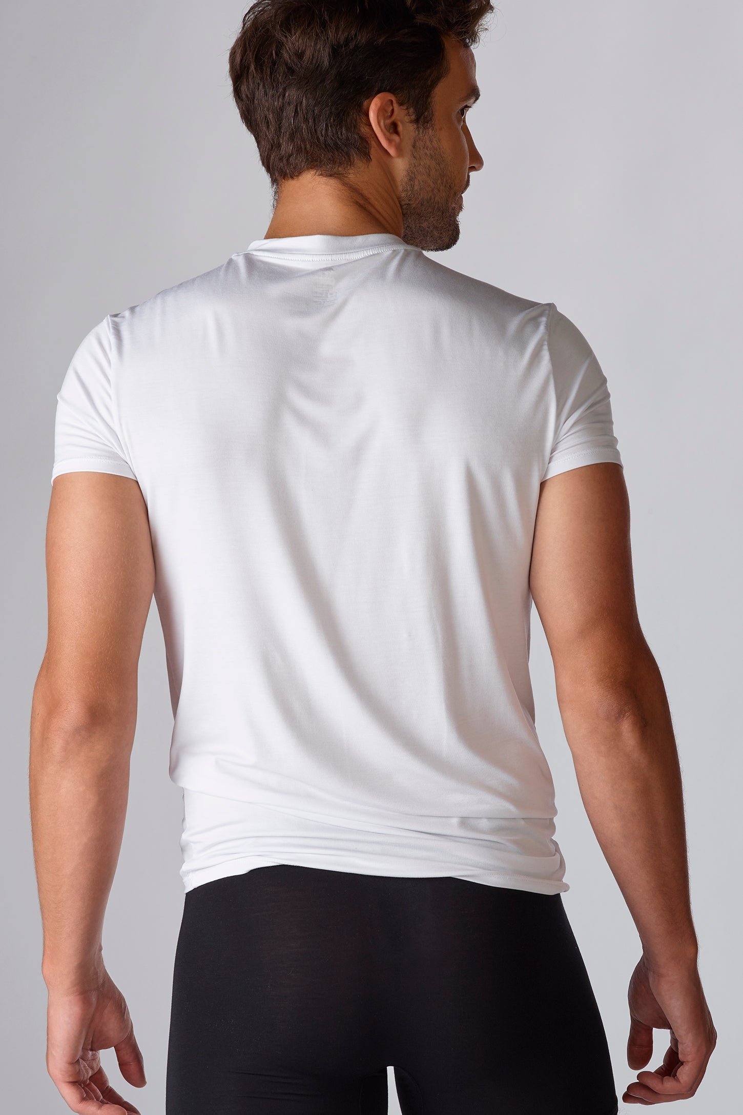 T-shirt col en V bambou - Homme && BLANC