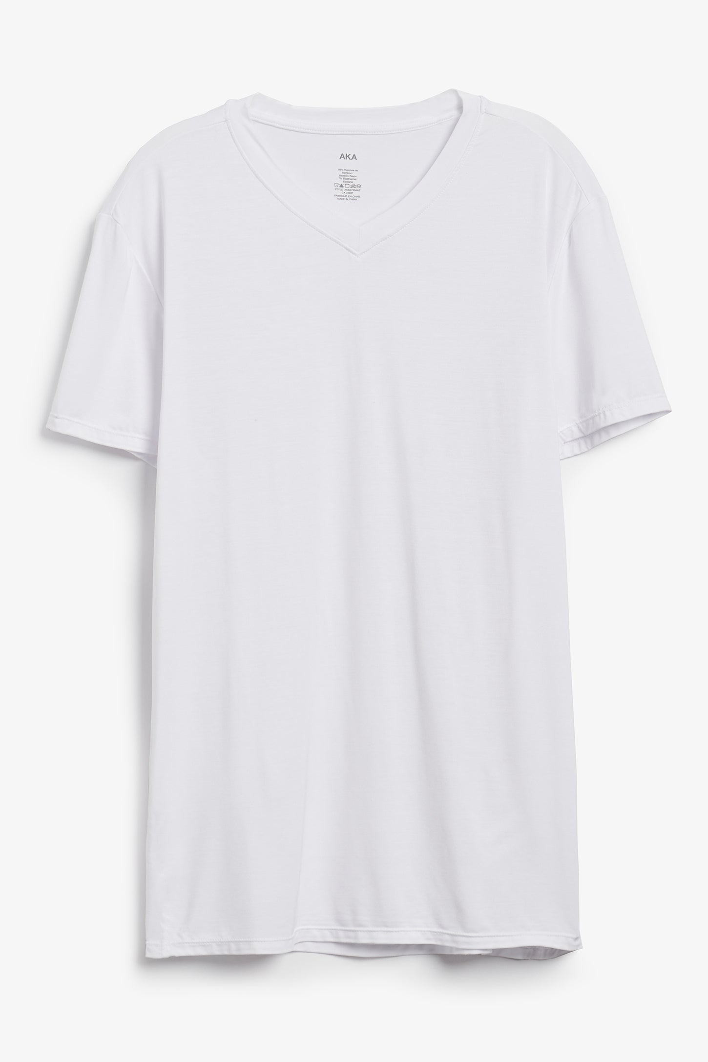 T-shirt col en V bambou - Homme && BLANC