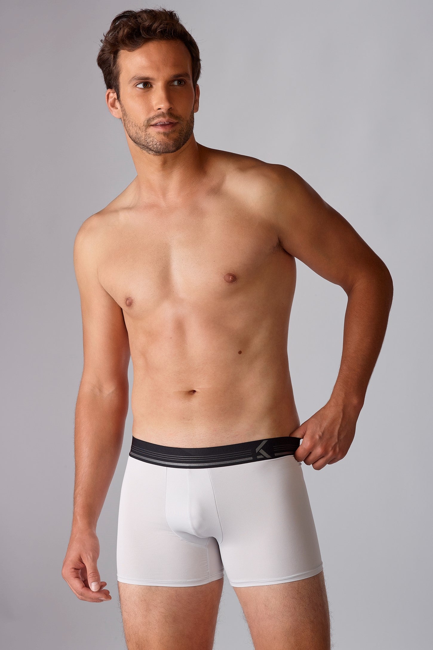 Caleçon long en microfibre - Homme && GRIS PALE