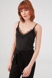  Camisole avec dentelle - Femme && NOIR