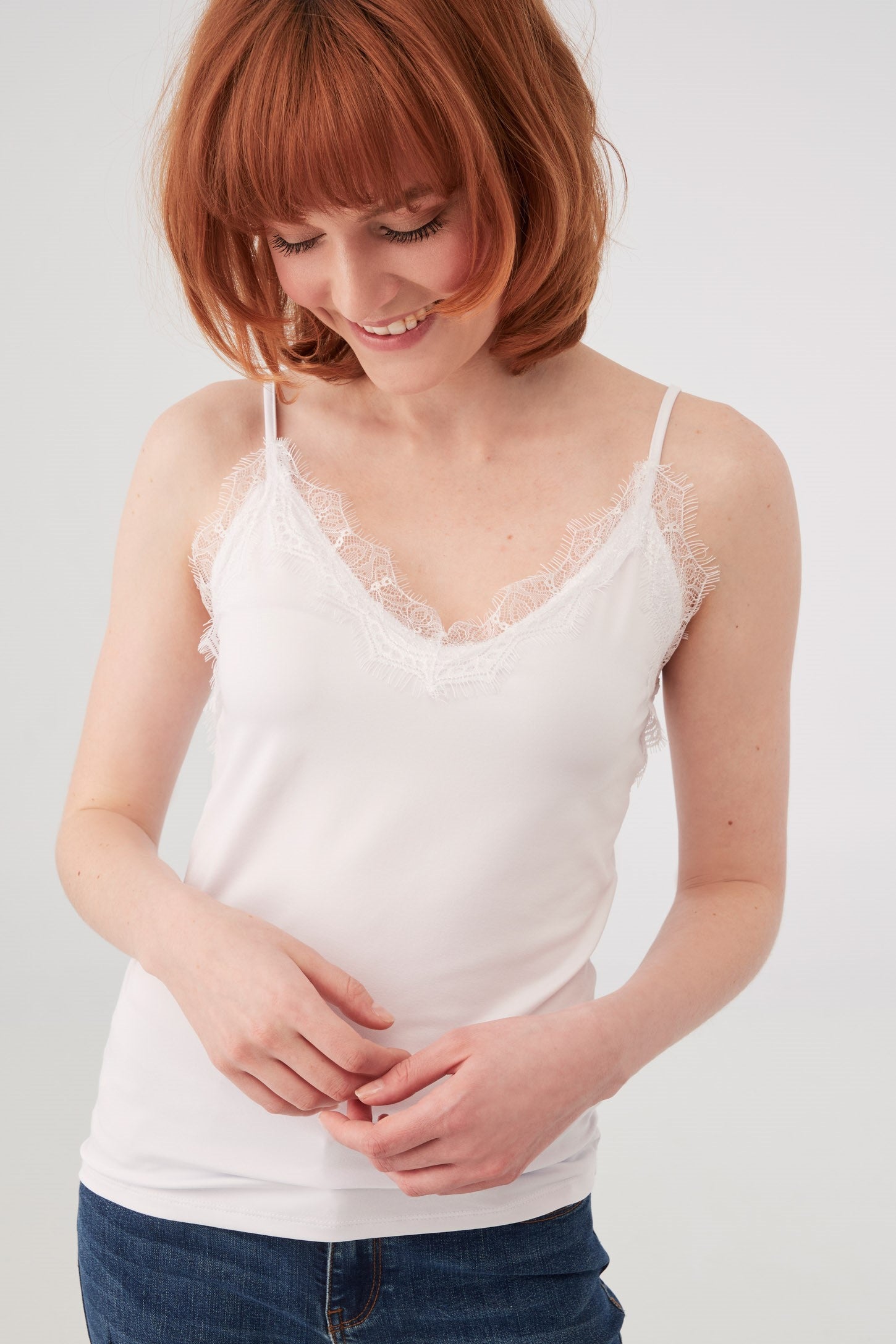  Camisole avec dentelle - Femme && BLANC