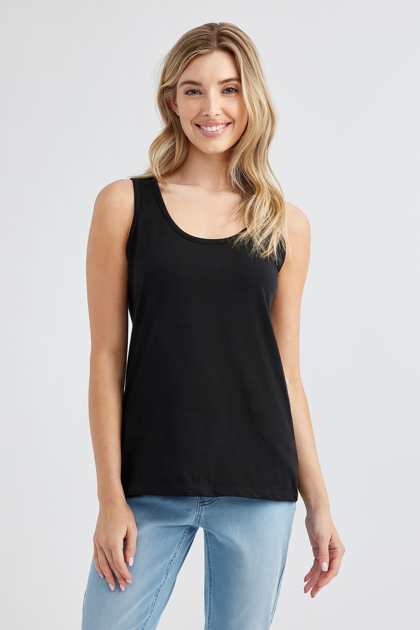 Camisole bretelles larges en coton bio - Femme && NOIR