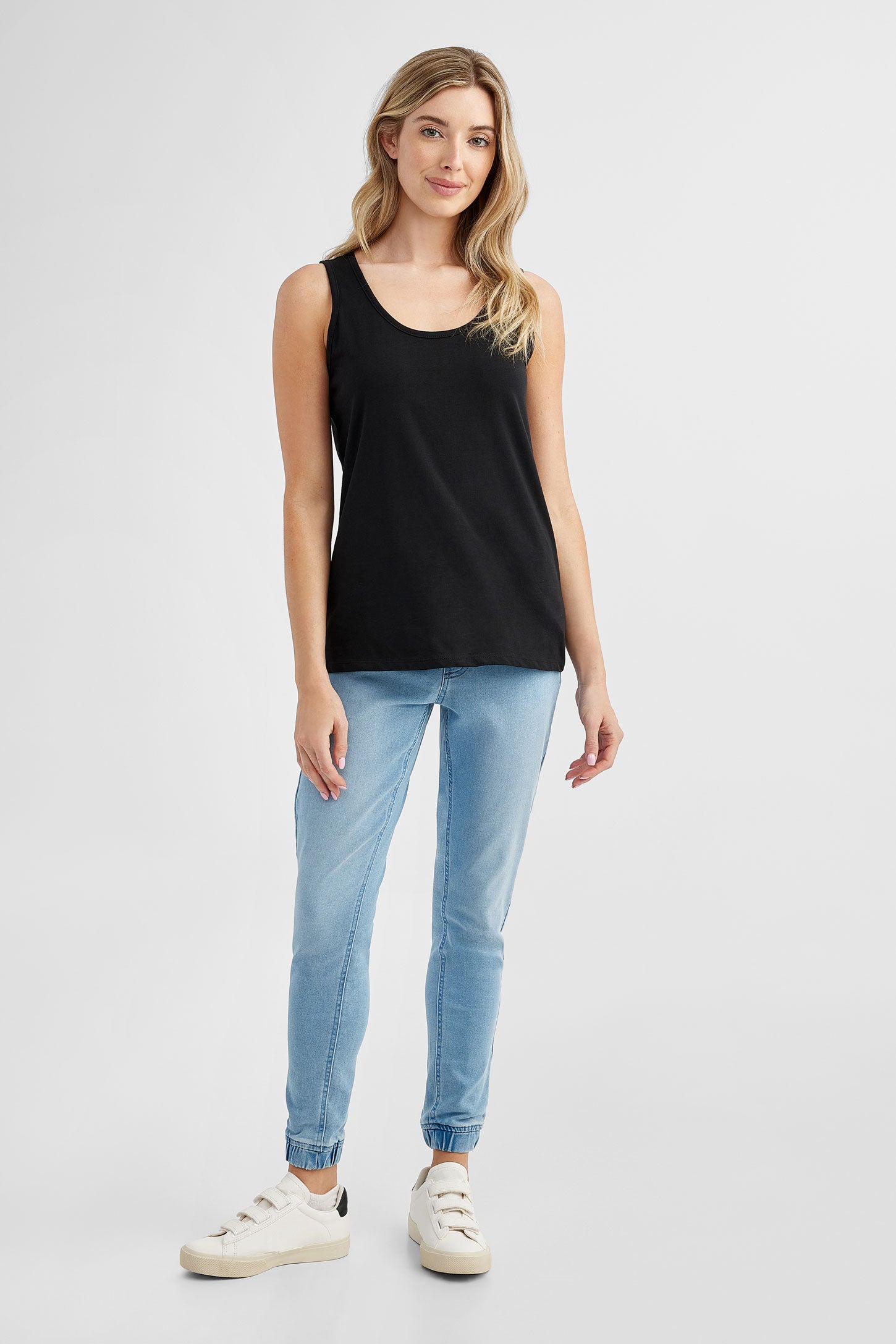 Camisole bretelles larges en coton bio - Femme && NOIR