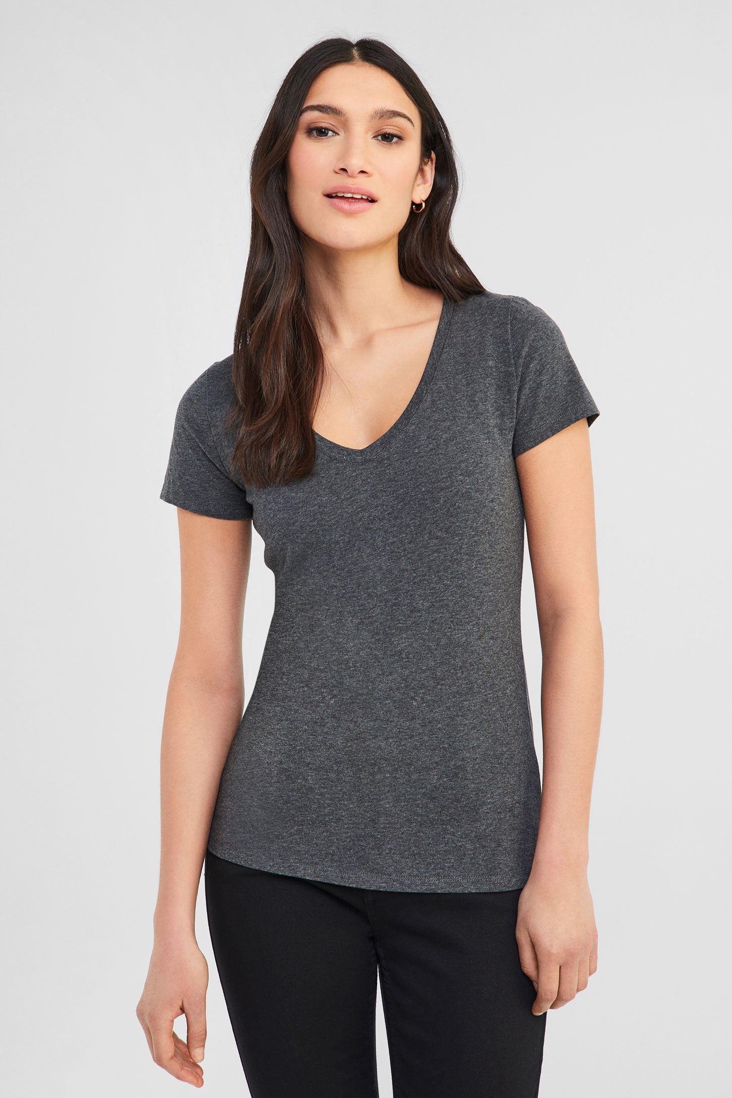 T-shirt en coton bio - Femme && CHARBON MIXTE