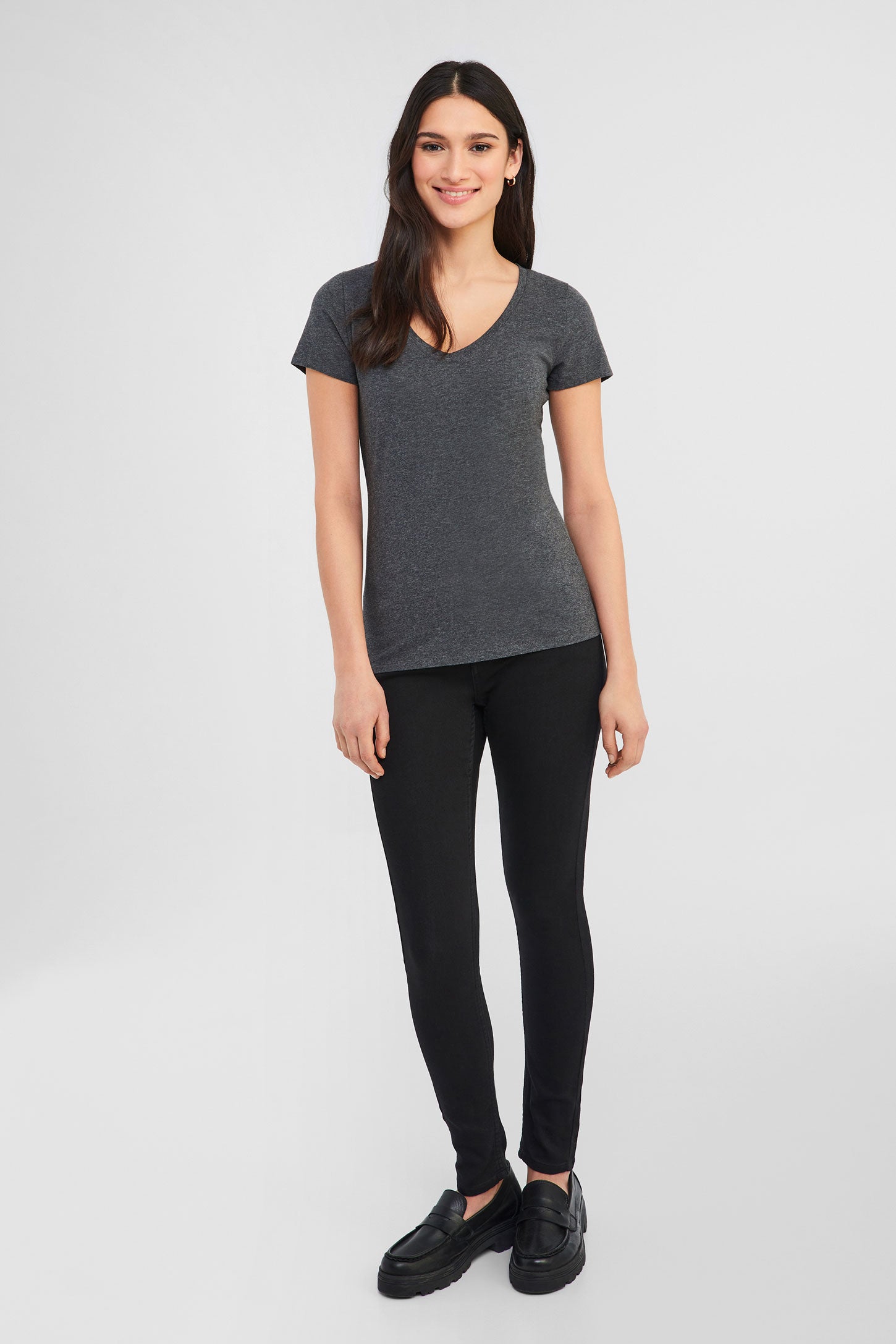 T-shirt en coton bio - Femme && CHARBON MIXTE