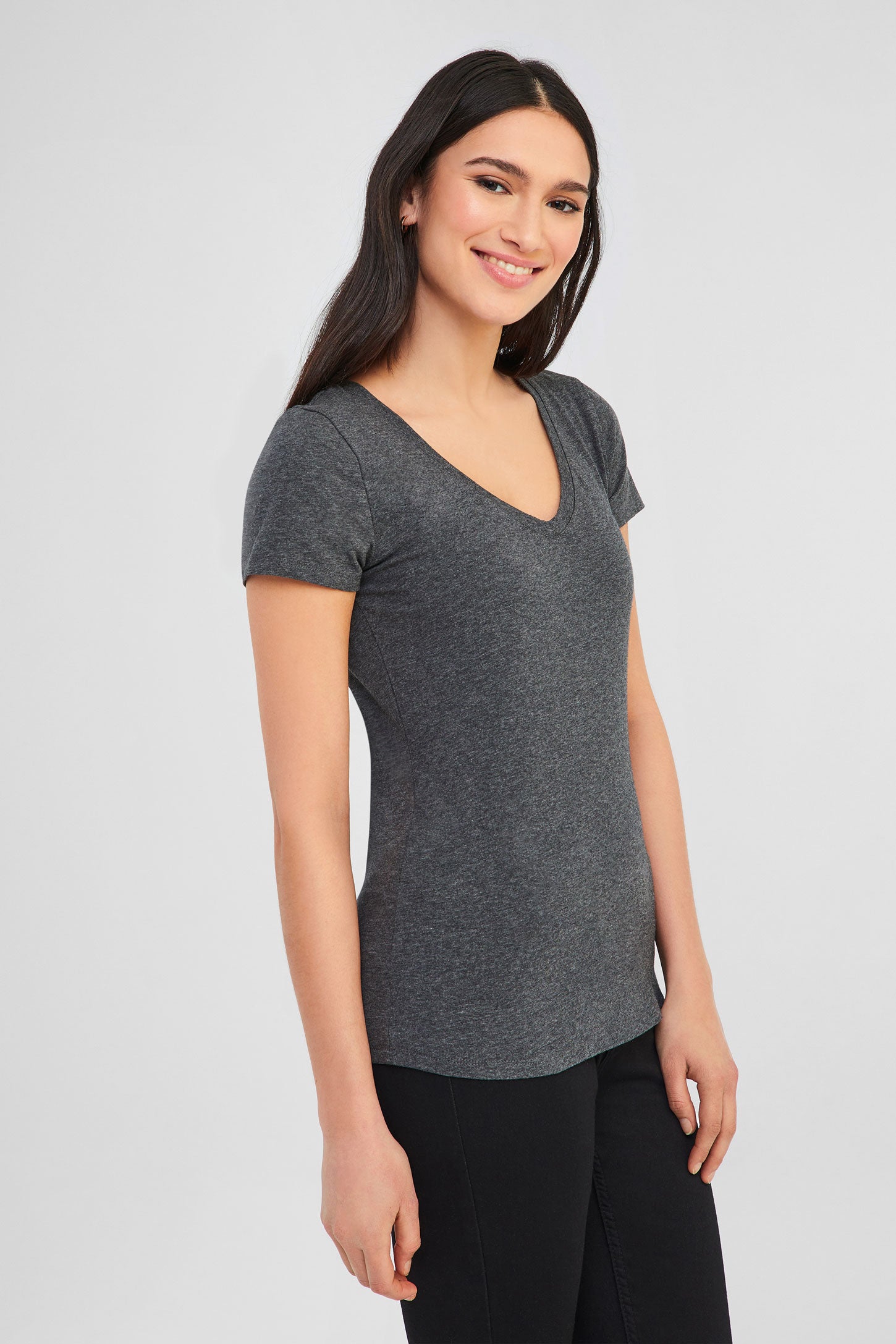 T-shirt en coton bio - Femme && CHARBON MIXTE