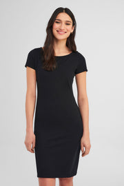 Robe à manches courtes en coton bio - Femme && NOIR