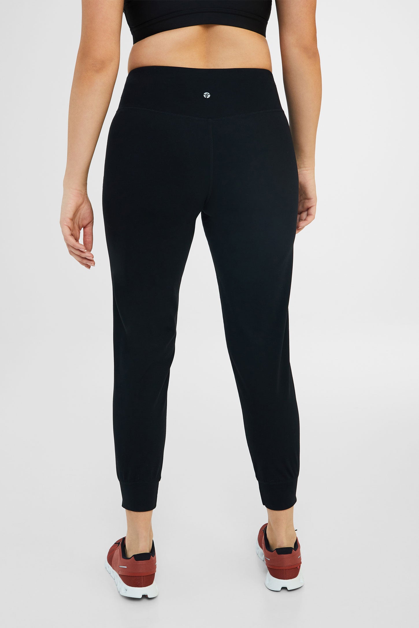 Pantalon de sport uni à taille haute - Femme && NOIR
