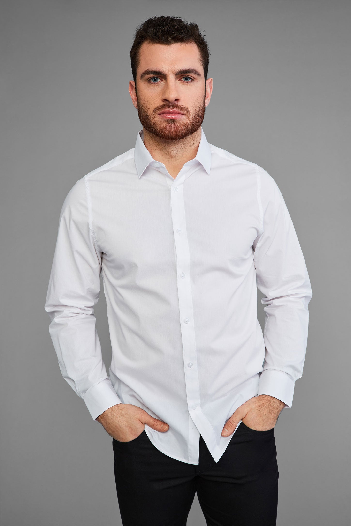 Chemise coupe ajustée - Homme && BLANC