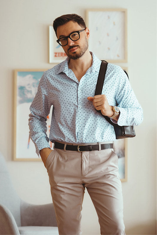 Chemise coupe régulière imprimée - Homme && BLEU MULTI