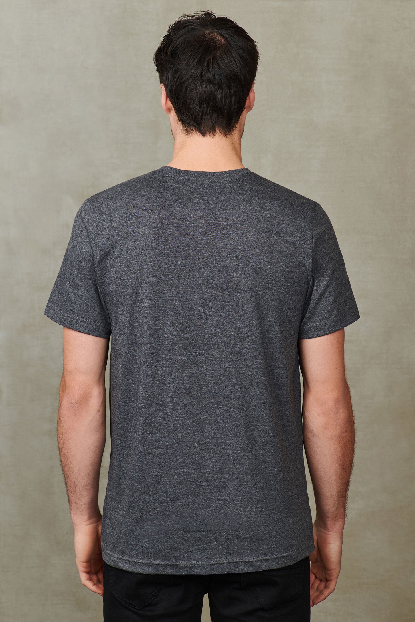 T-shirt col rond 100% coton, 3/25$ - Homme && CHARBON MIXTE