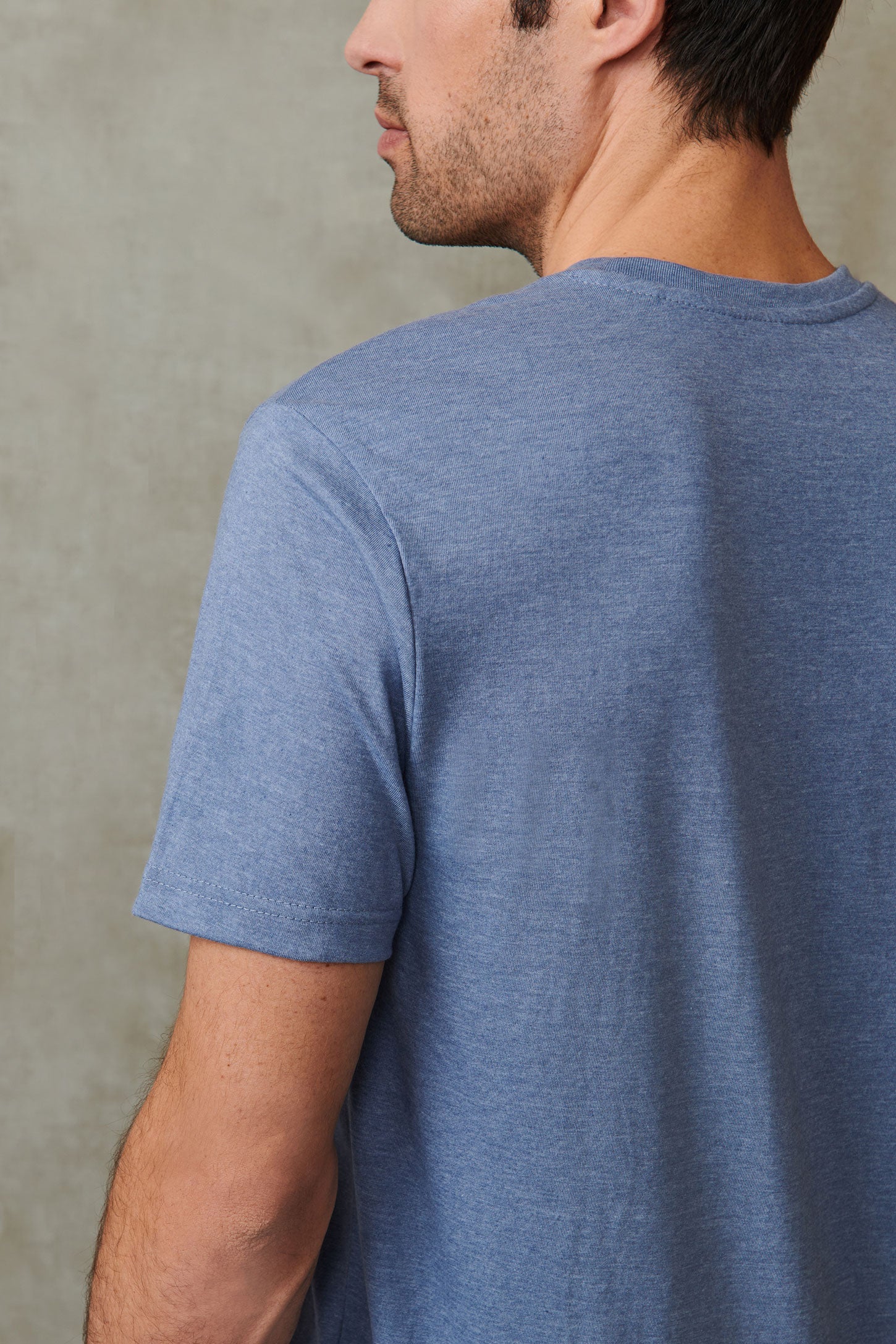 T-shirt col rond 100% coton, 3/25$ - Homme && BLEU MIXTE