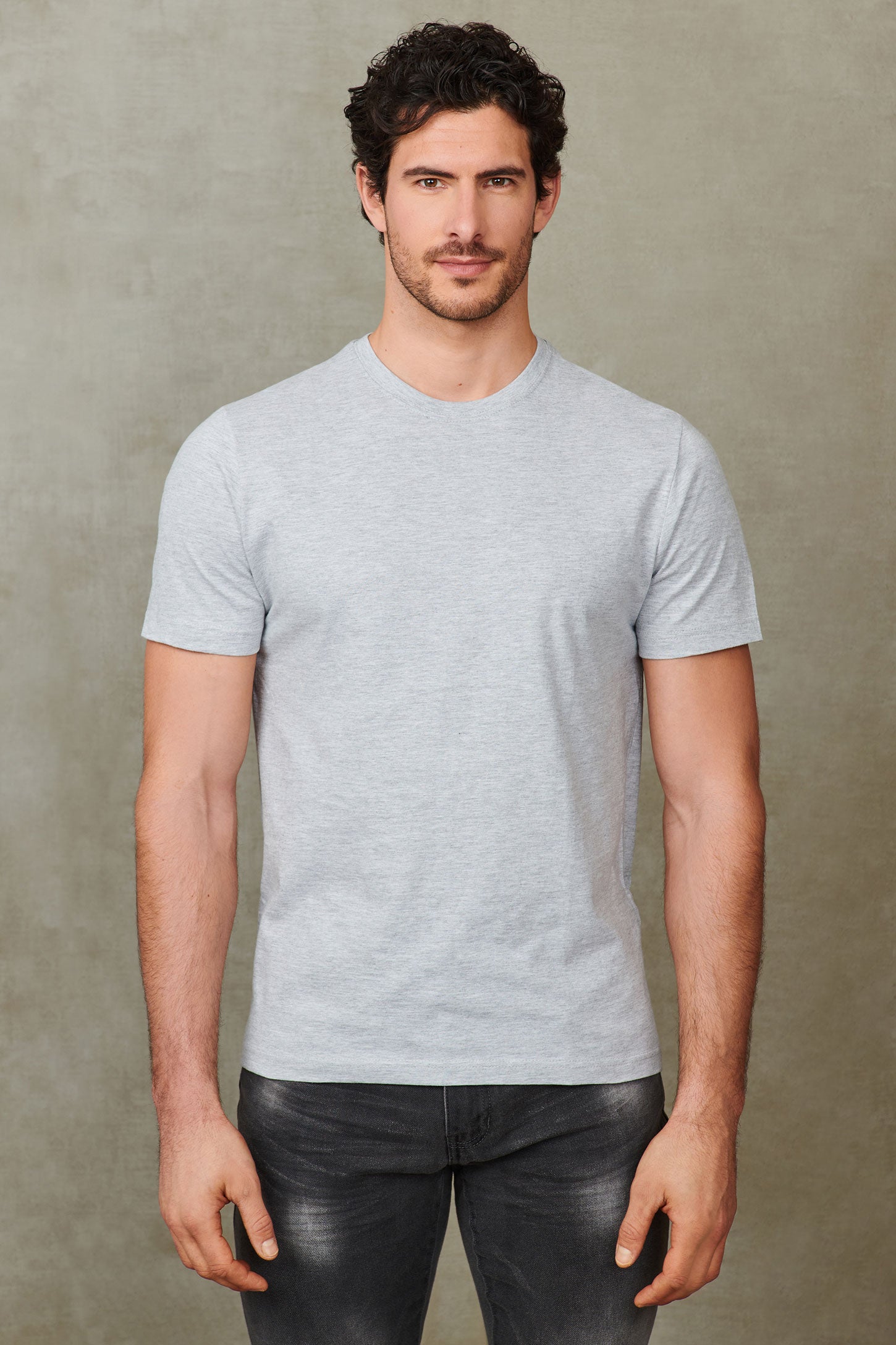 T-shirt col rond 100% coton, 3/25$ - Homme && MIX GRIS CLAIR