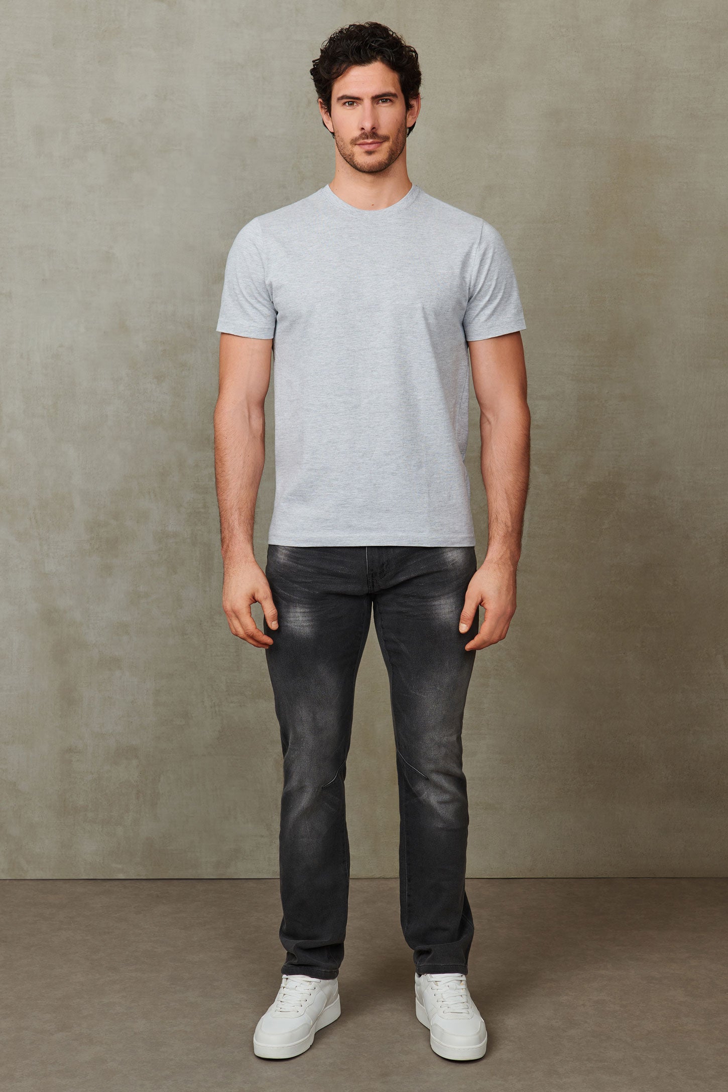 T-shirt col rond 100% coton, 3/25$ - Homme && MIX GRIS CLAIR