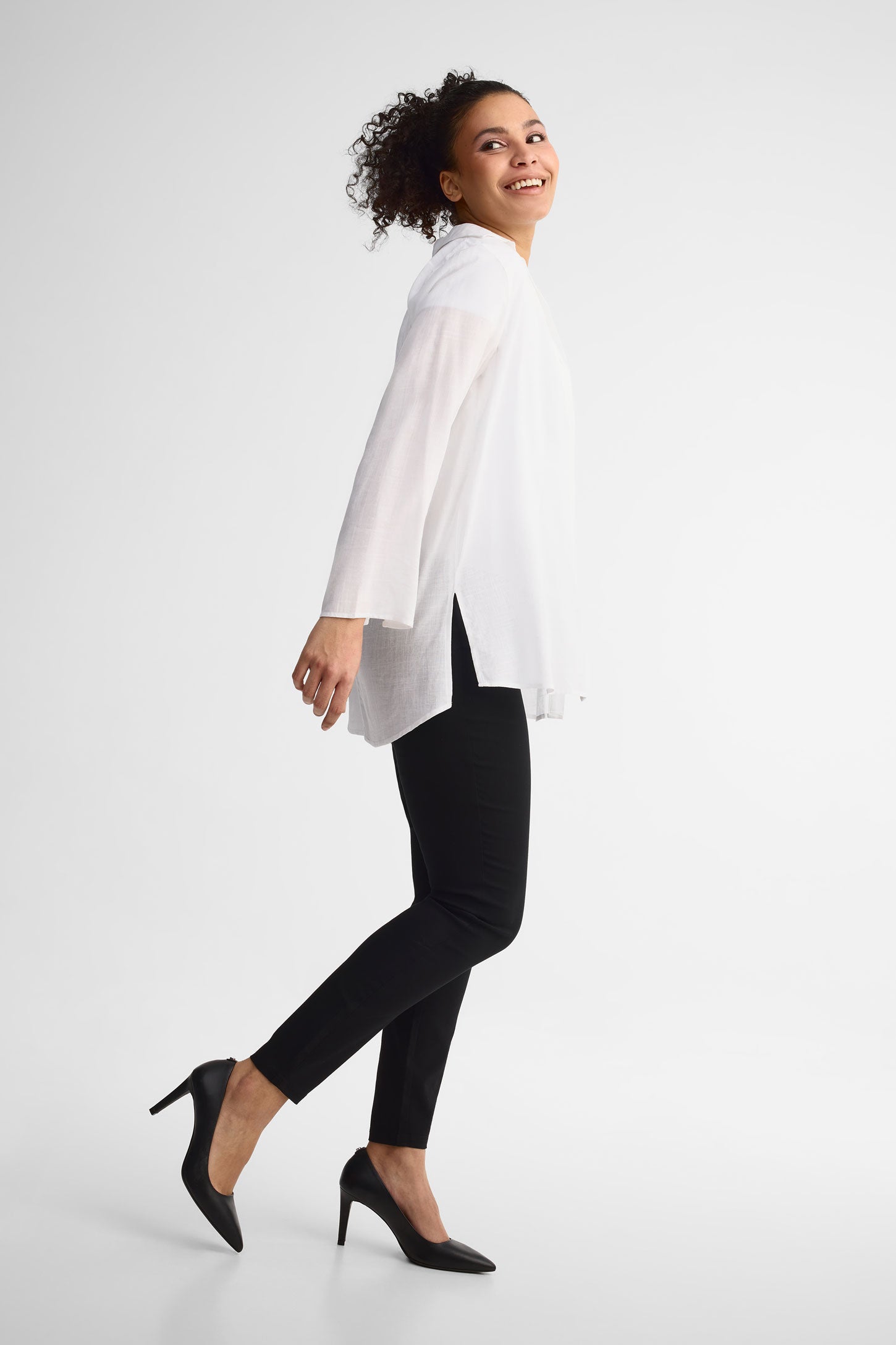 Pantalon étroit en twill - Femme && NOIR