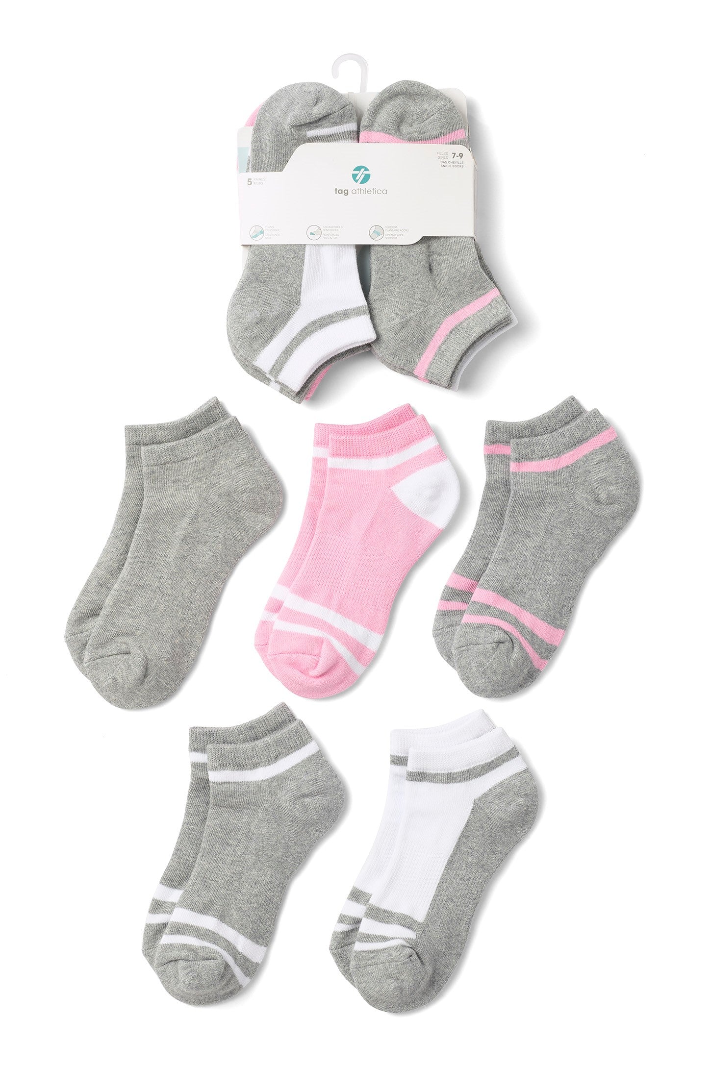 Lot de 5 paires de chaussettes cheville - Ado fille && COULEUR 1