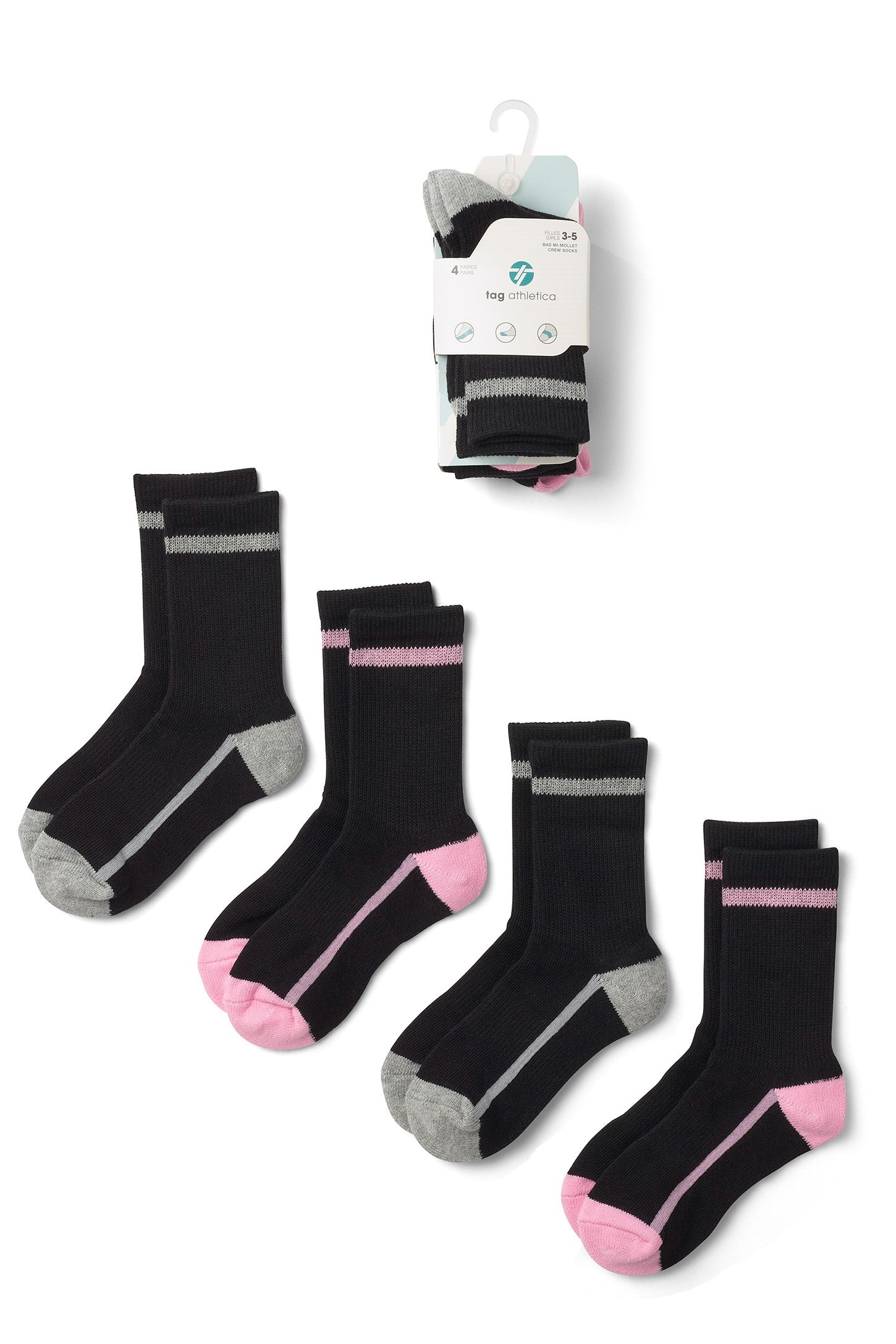 Lot De 3 Paires De Bas En Coton Pour écolière - Taille 34,5-35,5 (11-12 Ans) - Noir, Blanc, Bleu Marine, Gris