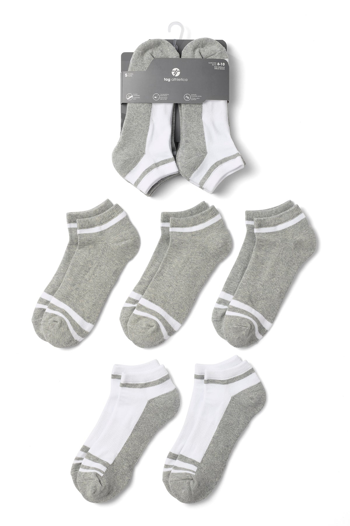 Lot de 5 paires de chaussettes cheville - Ado garçon && COULEUR 1