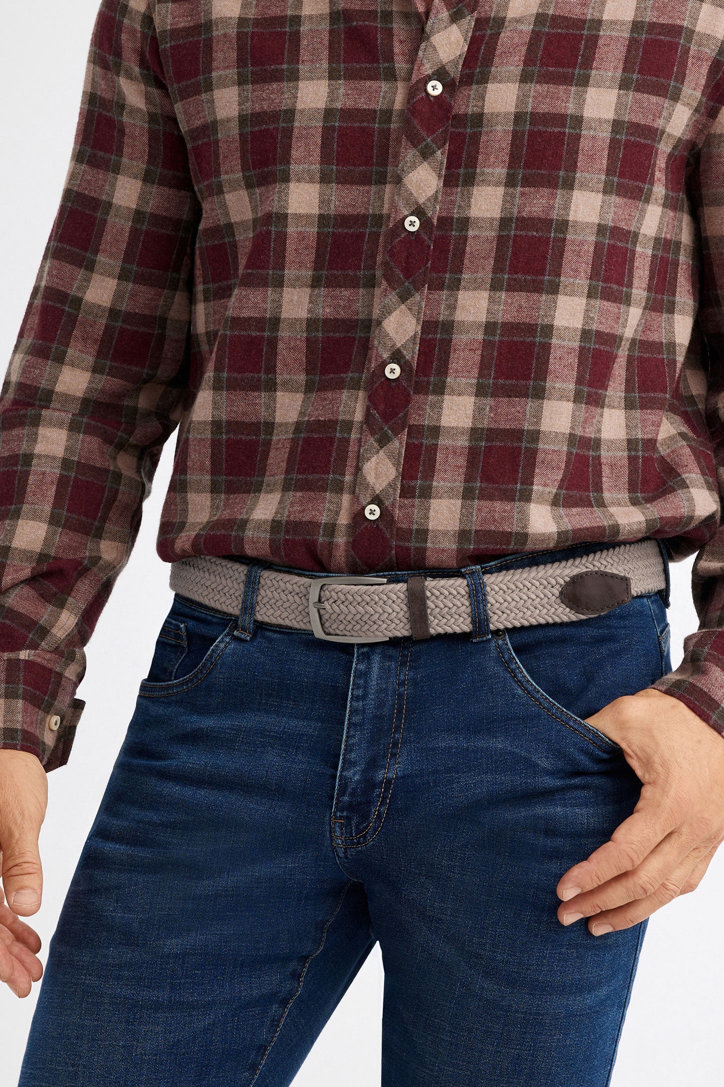 Ceinture tressée extensible - Homme && TAUPE