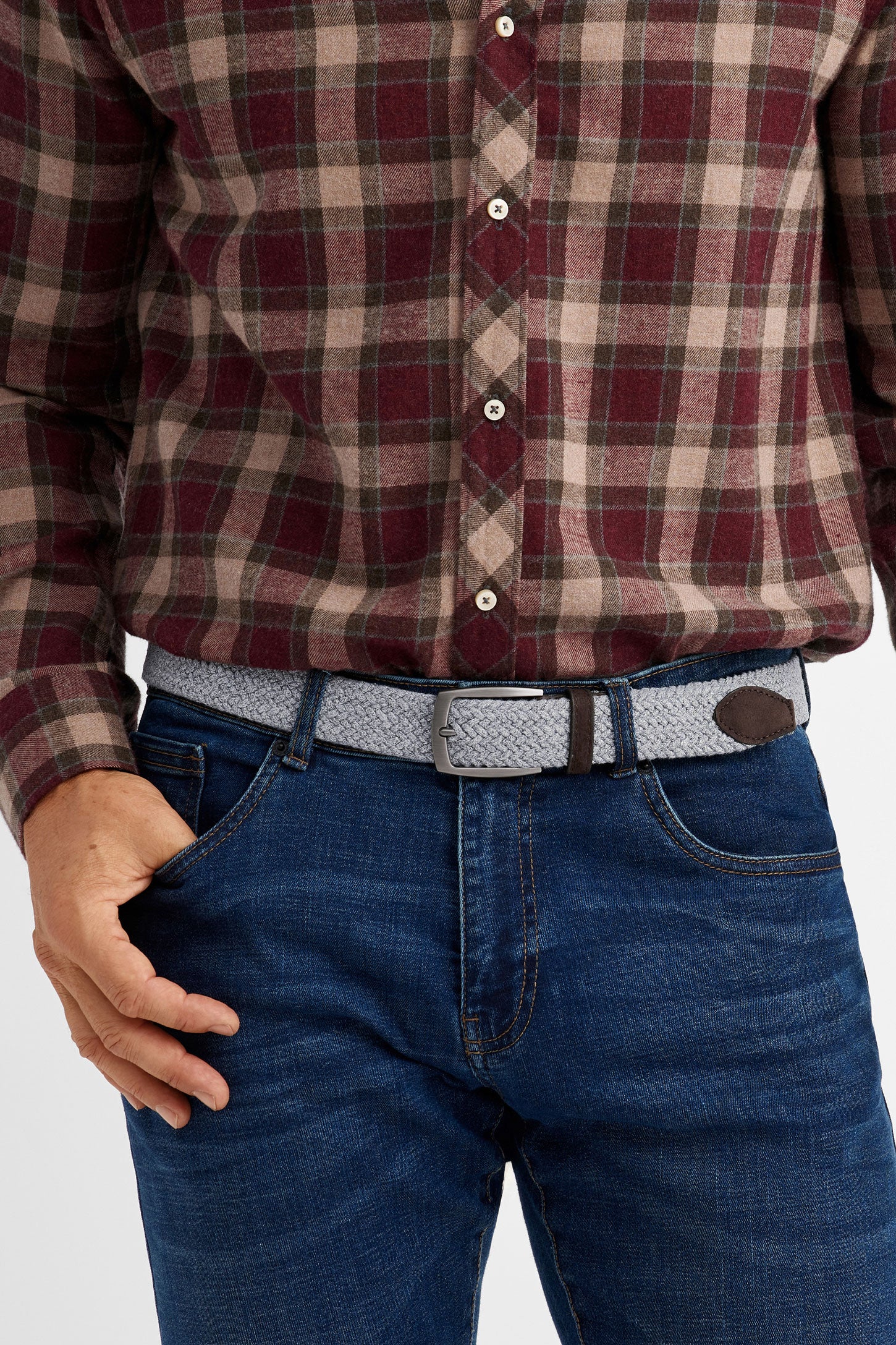 Ceinture tressée extensible - Homme && GRIS CLAIR