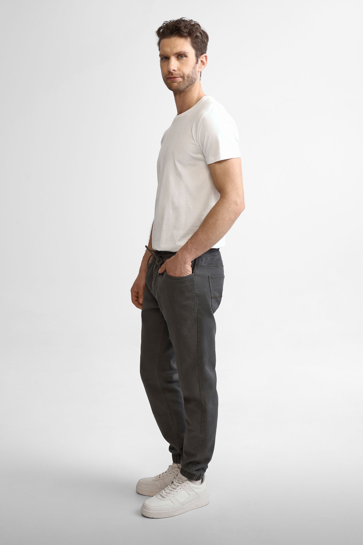 Pantalon jogger en twill - Homme && CHARBON