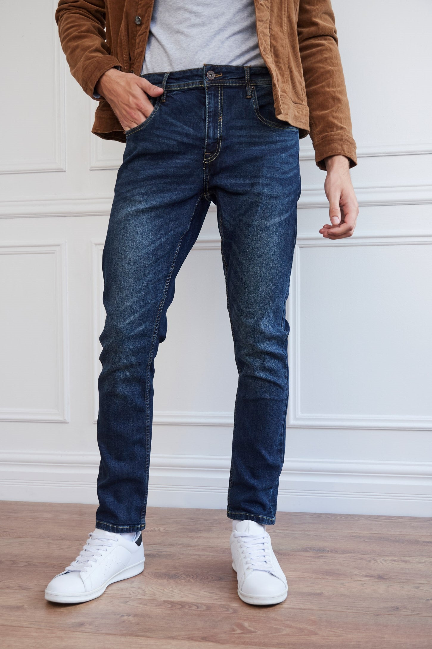 Dark blue jeans 2024 mens slim fit