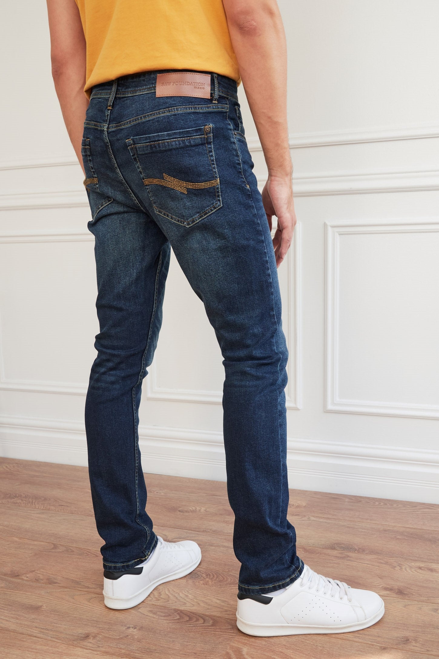 Mens dark hot sale blue jeans skinny