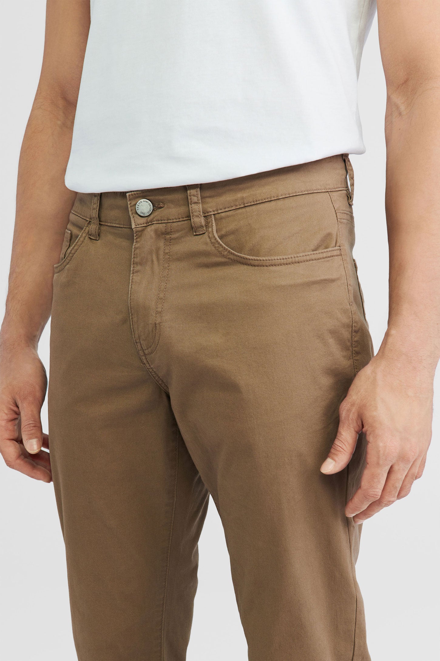 Pantalon en twill coupe régulière - Homme && BEIGE
