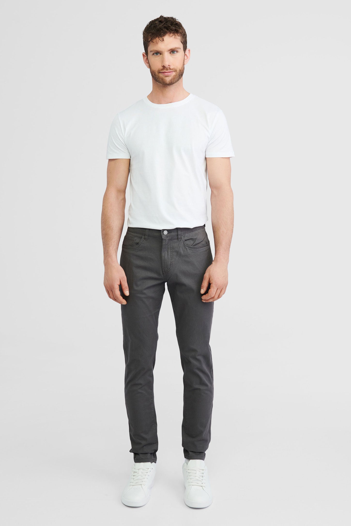 Pantalon en twill coupe régulière - Homme && GRIS