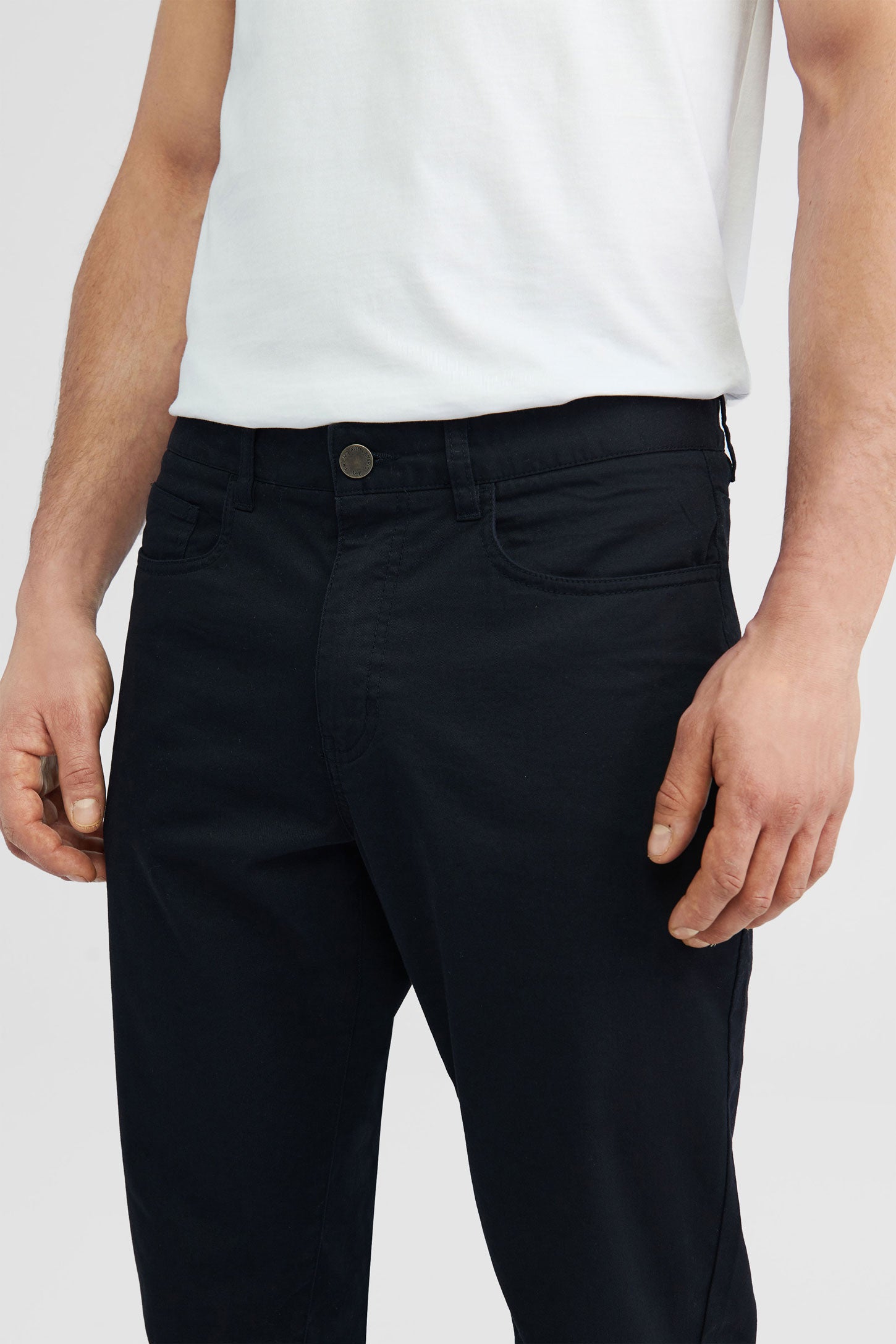 Pantalon en twill coupe régulière - Homme && BLEU FONCE